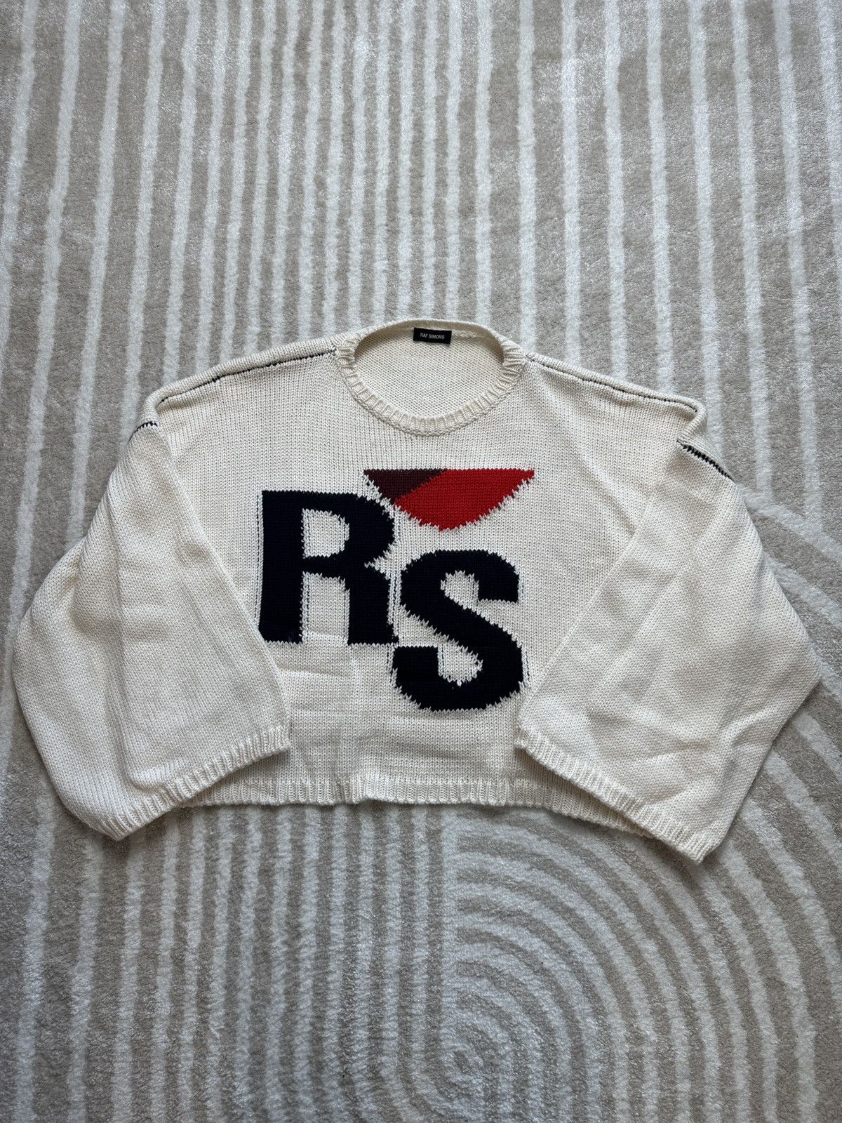RAF Simons Oversized Cropped “RS” Knit Sweaters Knitwear