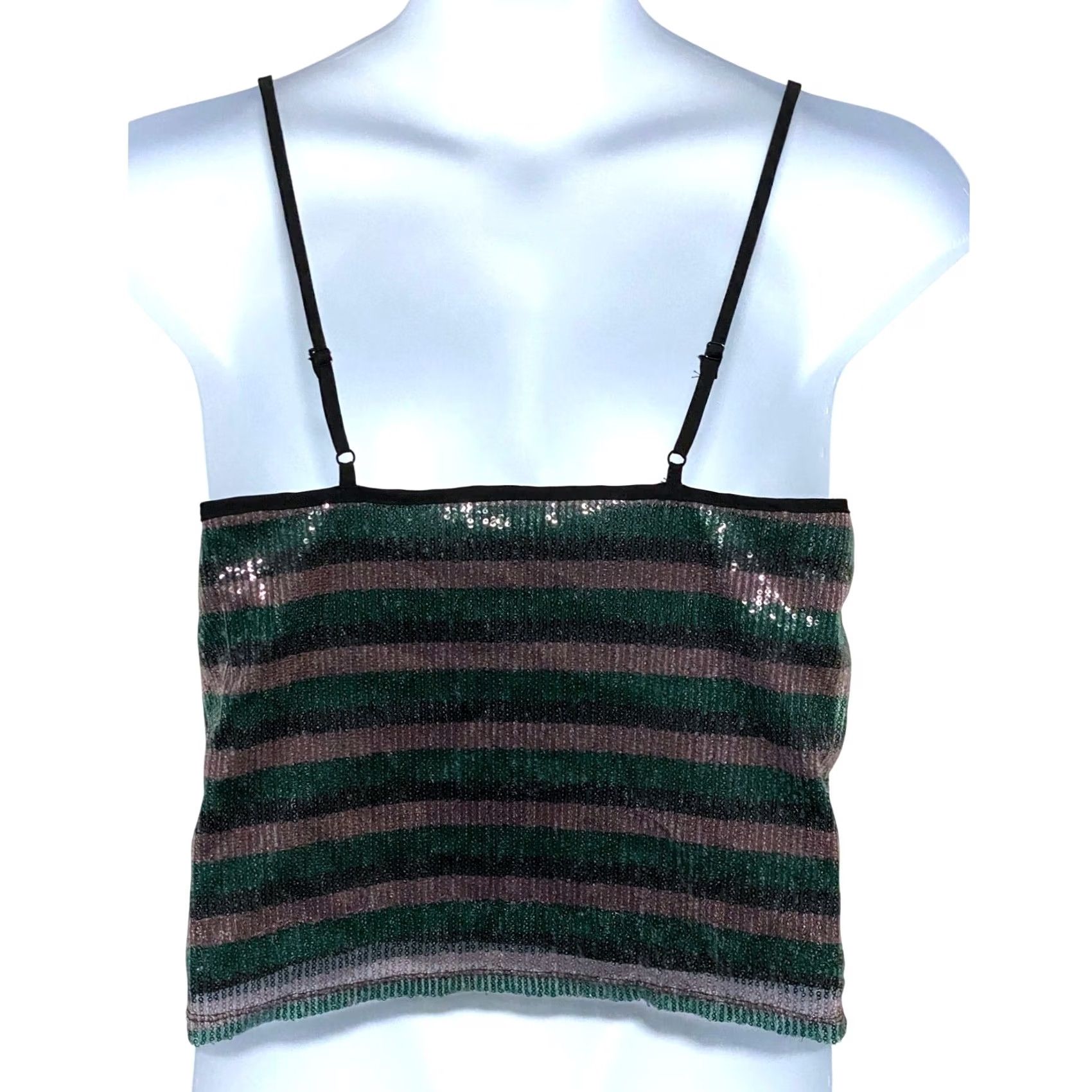 Vintage Wild Fable Sequin Top L Striped Camisole Whimsigoth Y2K Grunge Festival Bling Size L / US 10 / IT 46 - 3 Thumbnail