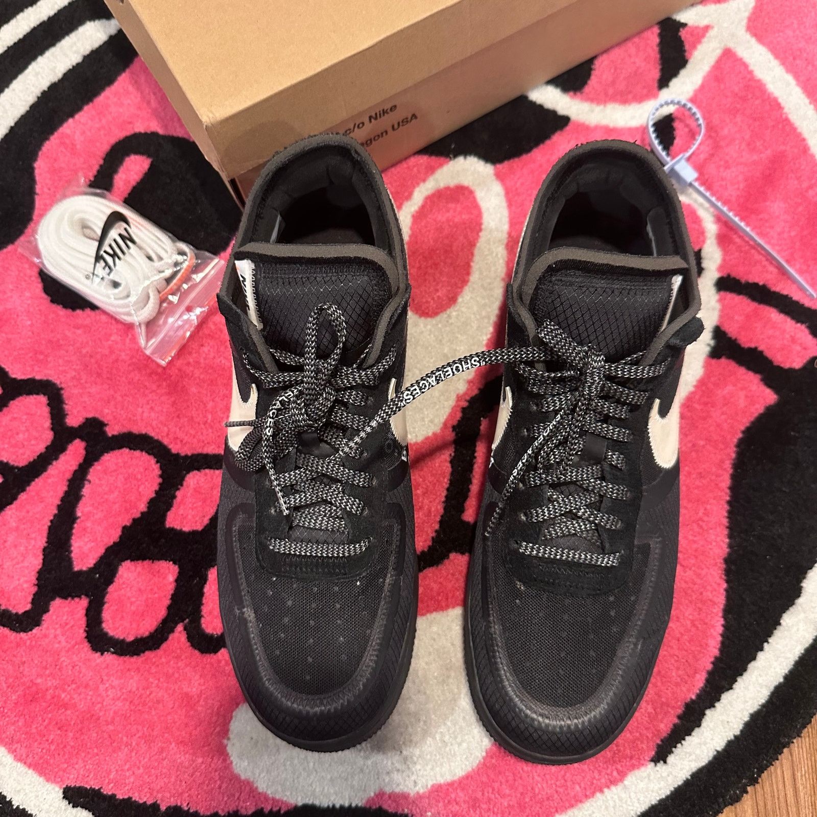 Nike × Off-White Nike Air Force 1 Low Off-White “Black” - Size 11.5 - Used Size US 11.5 / EU 44-45 - 2 Thumbnail