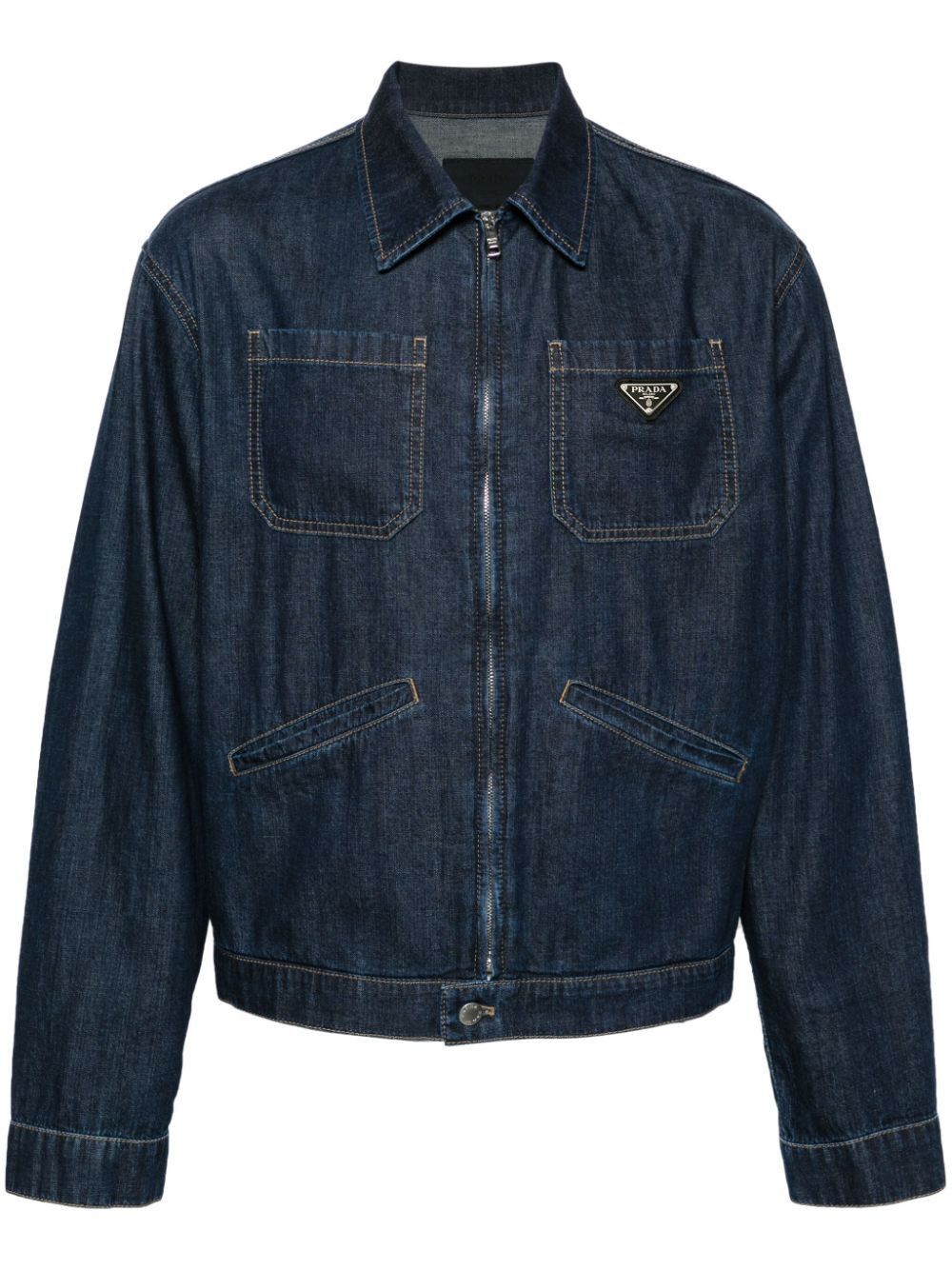 image of Prada Logo Jacket Size L in Blue, Men's