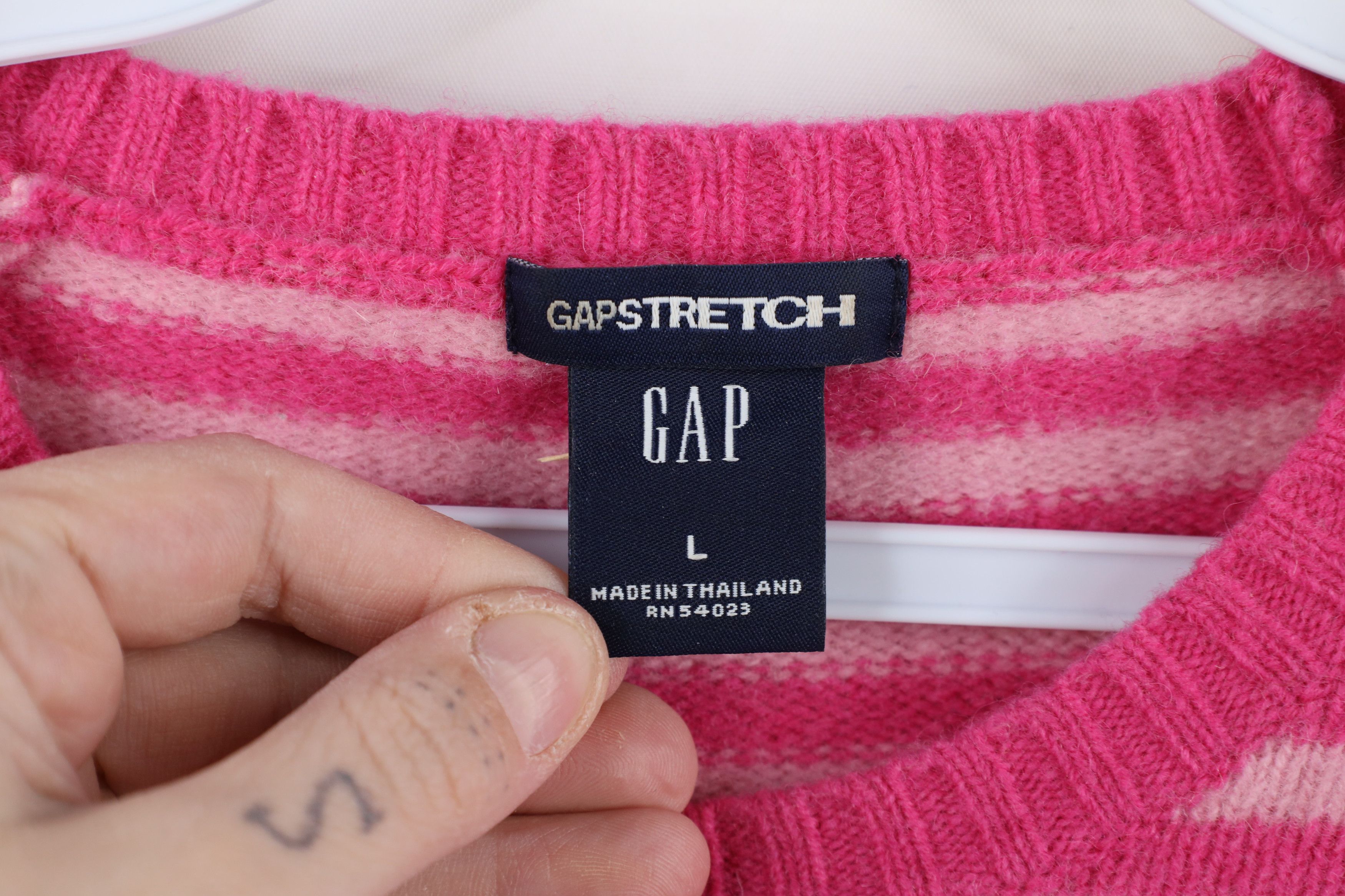 Gap × Vintage Vintage Y2K 2003 Gap Babydoll Lambswool Knit Striped Sweater Size L / US 10 / IT 46 - 5 Thumbnail