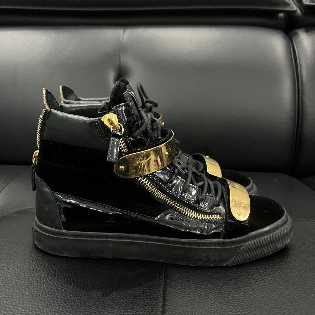 Giuseppe Zanotti Giuseppe Zanotti GZ Double Buckle Patent High-Top Sneakers V Size US 9 / EU 42 - 4 Thumbnail