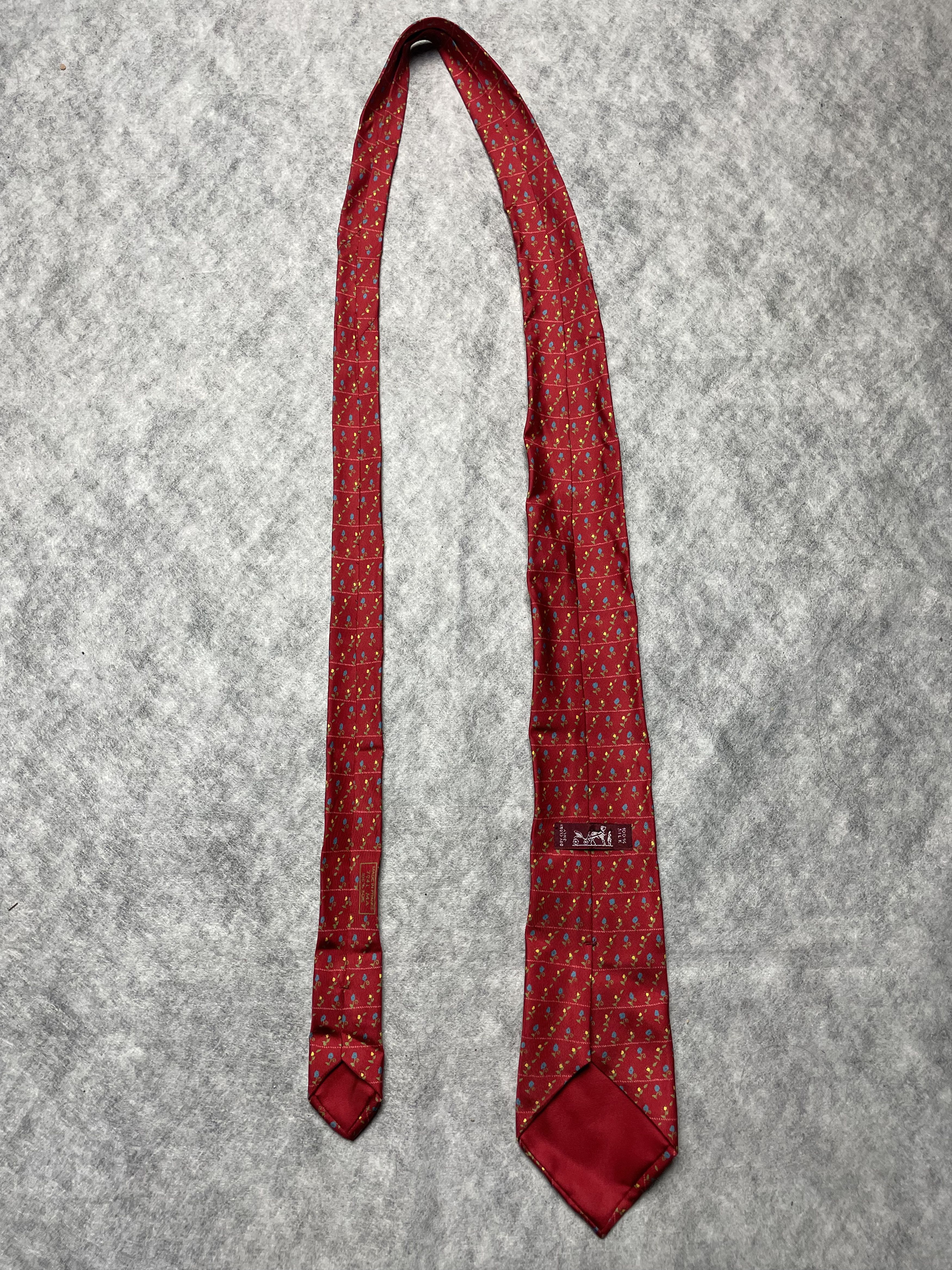 Hermes HERMES Paris 7941 MA Flower Print Red Silk Tie Size ONE SIZE - 9 Thumbnail