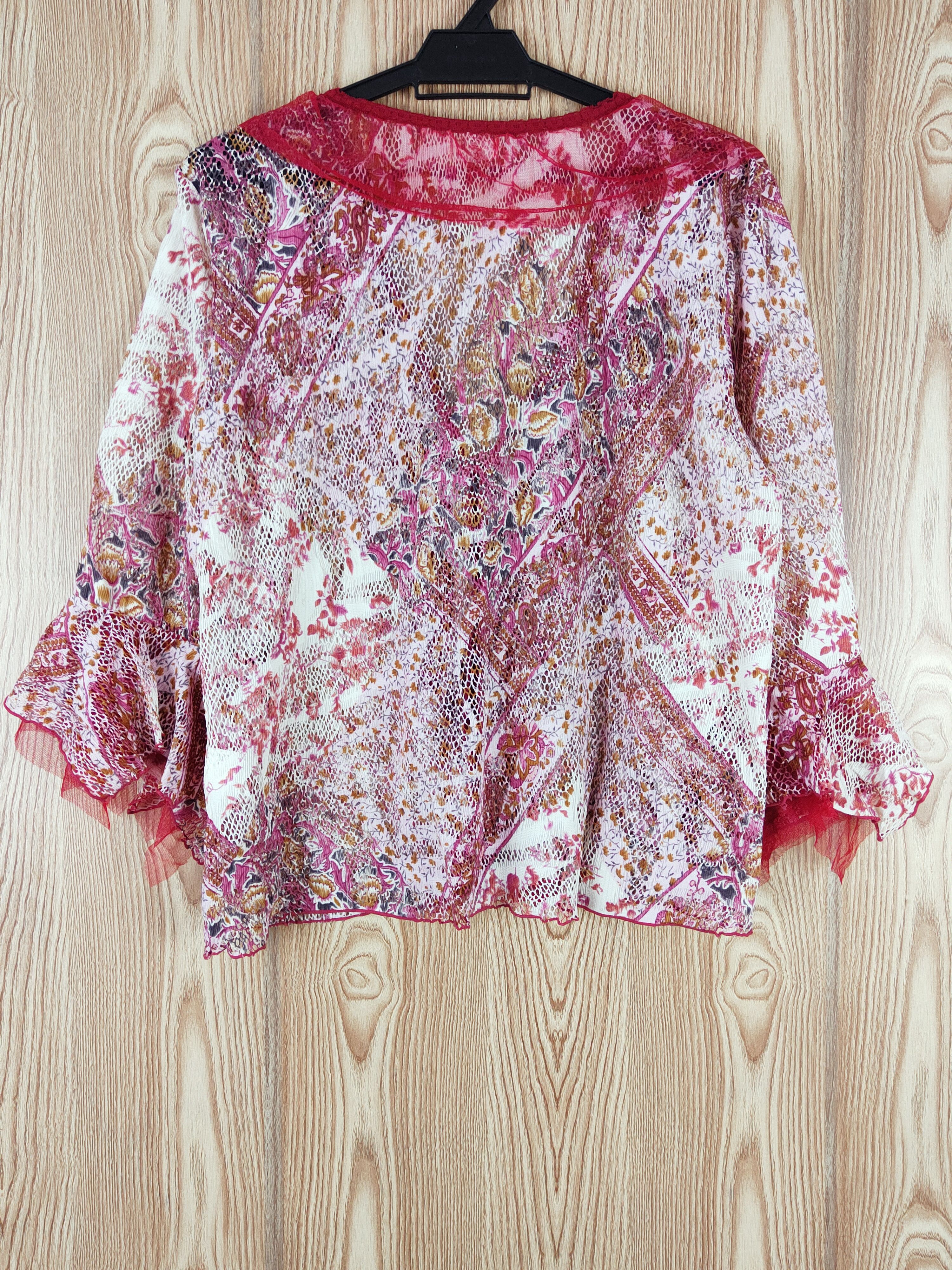 Japanese Brand × Vintage Castanets Club Red Crochet Mesh Net Cardigan Size L / US 10 / IT 46 - 7 Thumbnail