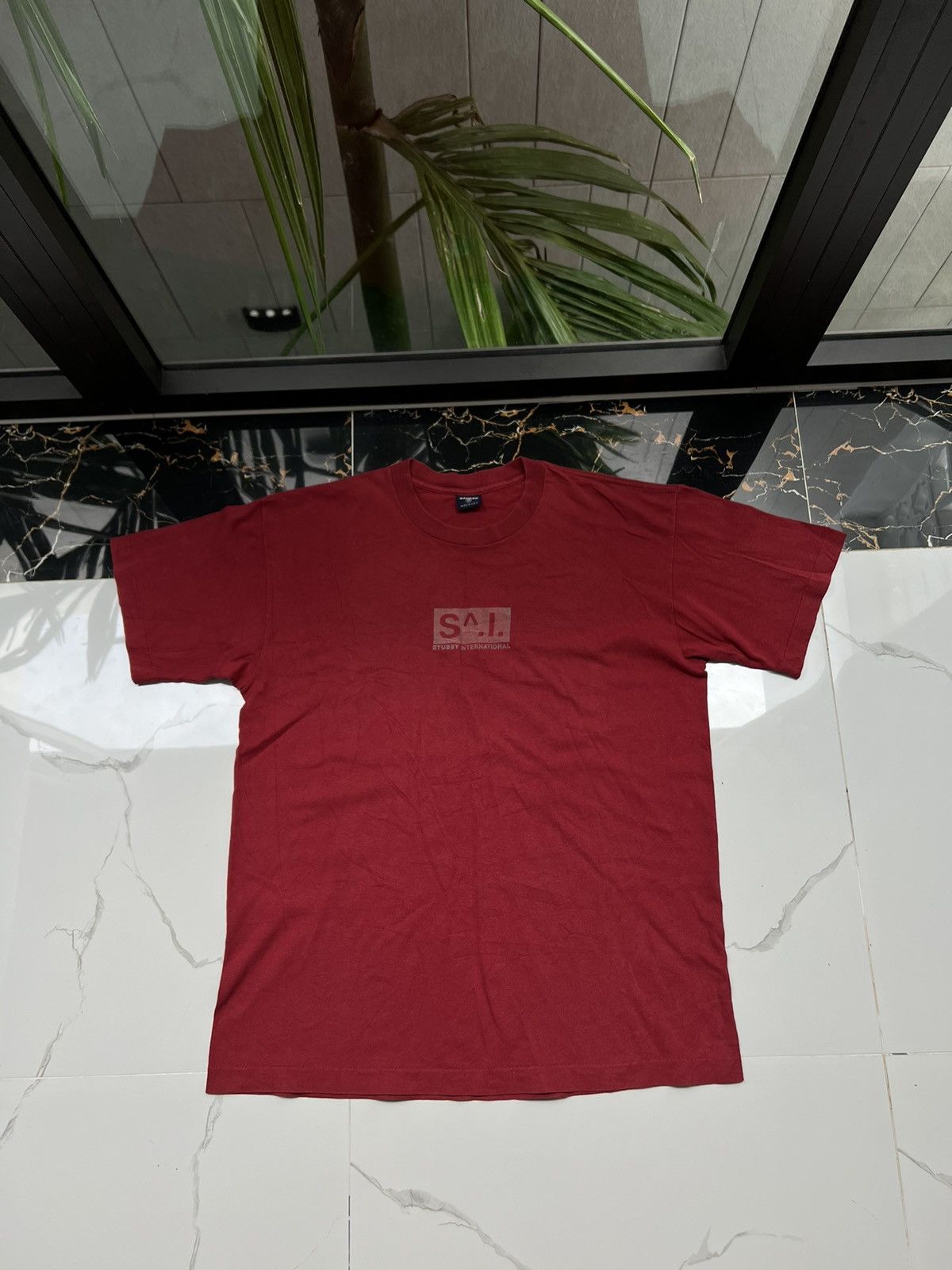 Stussy × Vintage 90’s RARE STUSSY INTERNATIONAL MADE IN USA TEE CENTR LOGO Size US XL / EU 56 / 4 - 1 Thumbnail