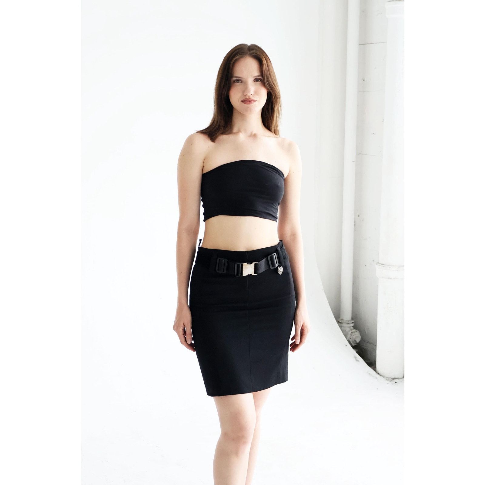 Prada Vintage PRADA 2000s Wool Pencil "Seat Belt Buckle" Skirt Size 27" / US 4 / IT 40 - 3 Thumbnail