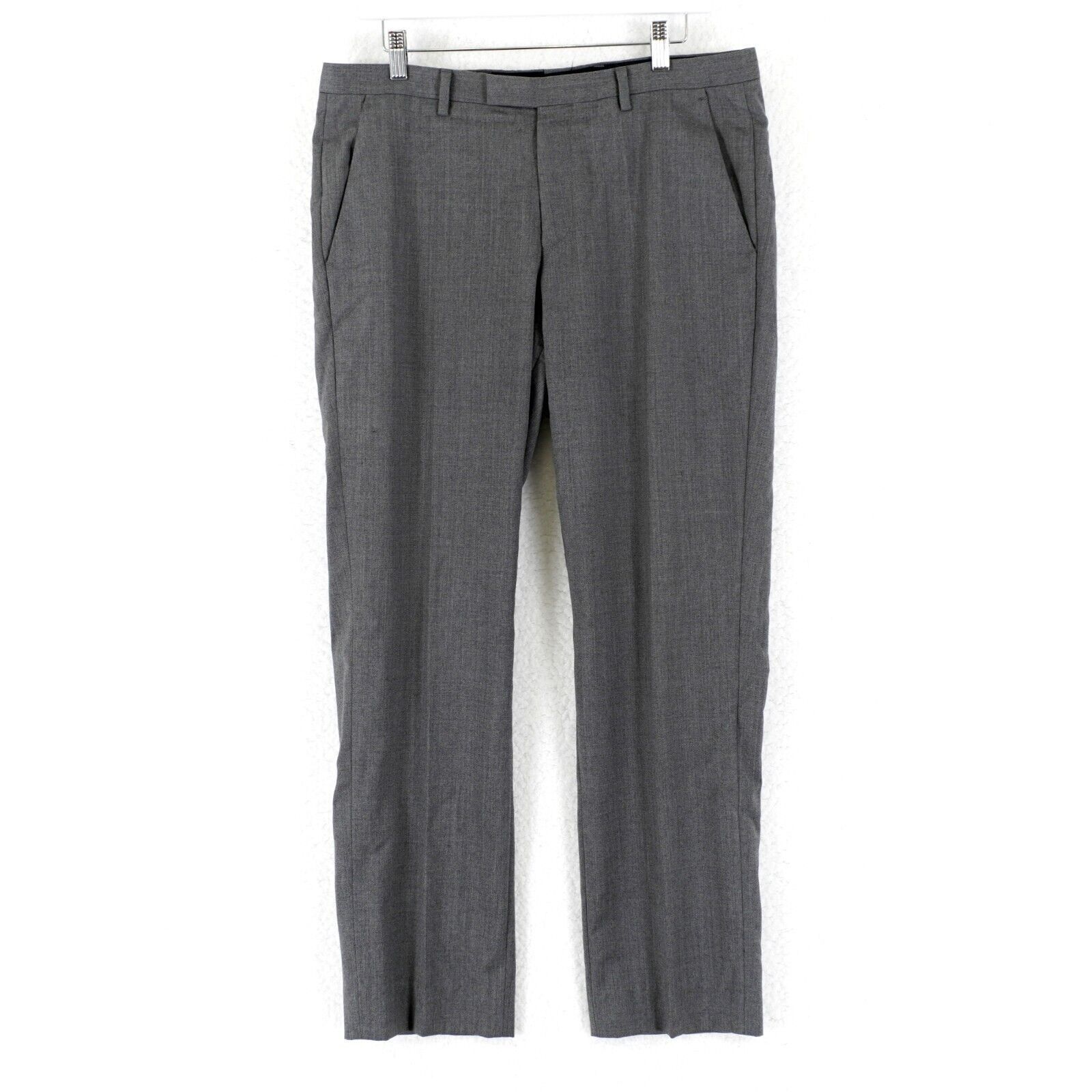 Hugo Boss DAMAGED Hugo Boss The Grand Central Wool Gray Flat Front Dre Size 34R - 1 Thumbnail
