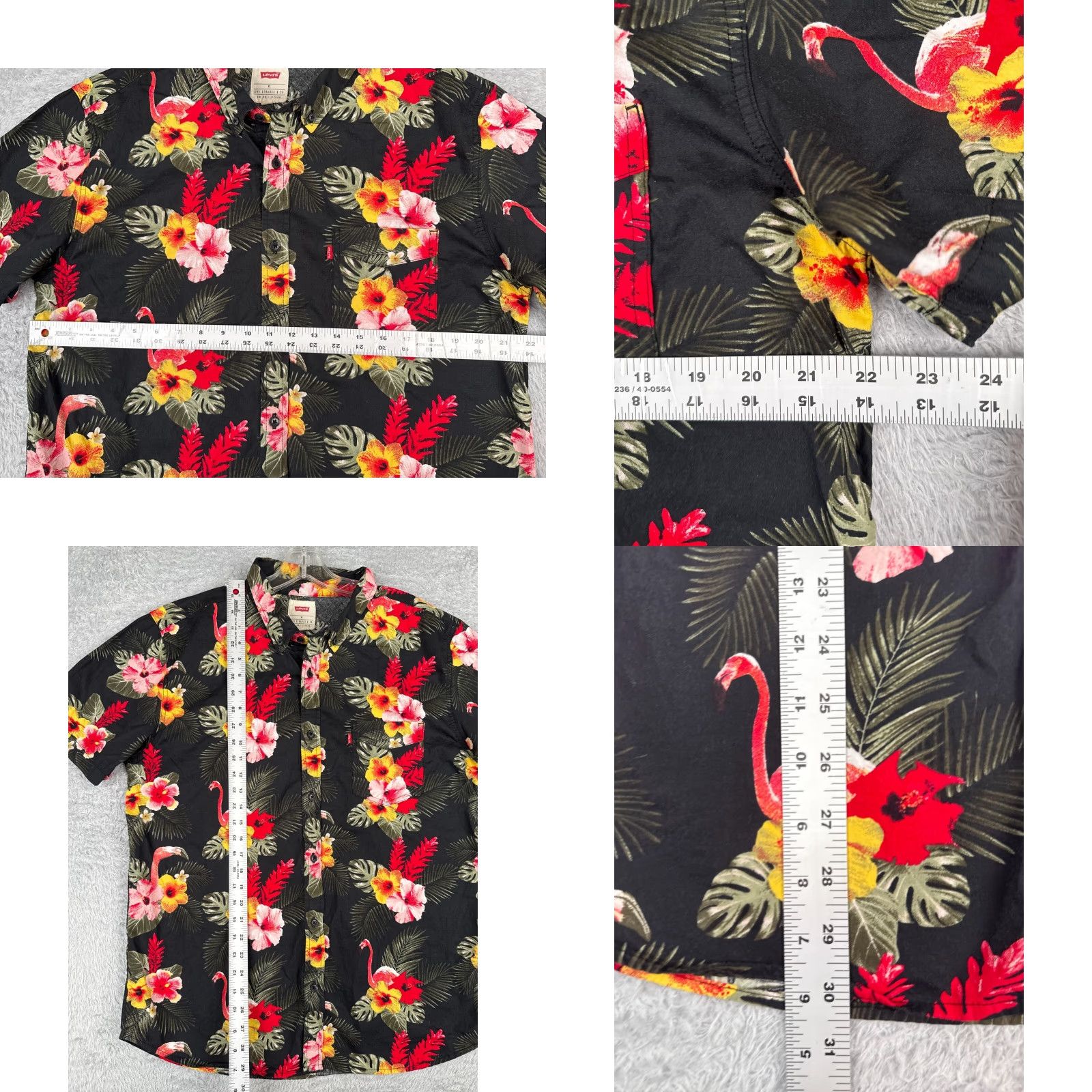 Levi's VINTAGE Levis Shirt Mens Extra Large Black Flamingo Floral Palm Leaf Hawaiian Vacation Size US XXL / EU 58 / 5 - 8 Thumbnail