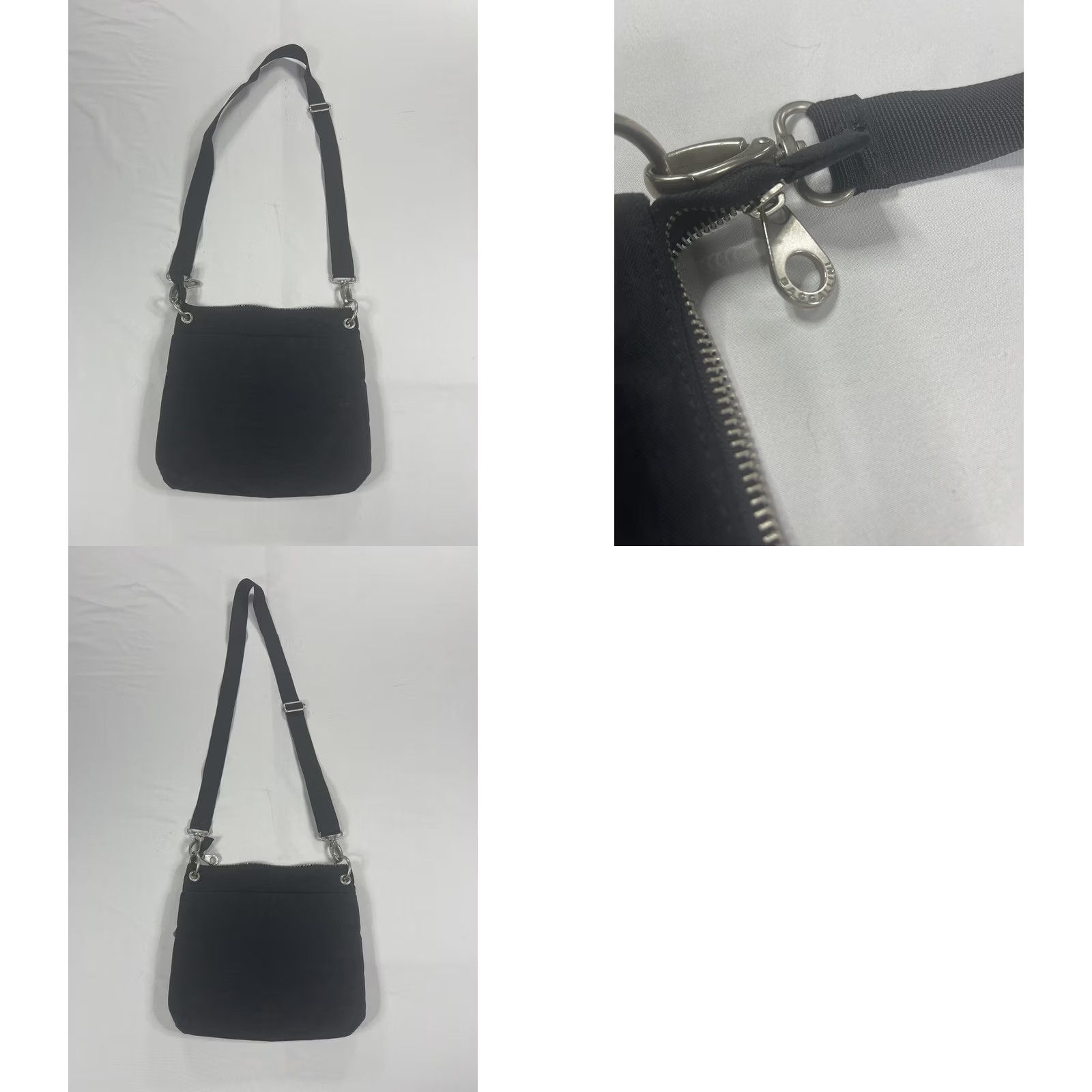 Vintage Baggallini Tulum Crossbody Black & Silver Nylon Medium Zip Bag Handbag Travel Organizer Pockets Women's Baggallini Tulum Hat? Size ONE SIZE - 8 Thumbnail