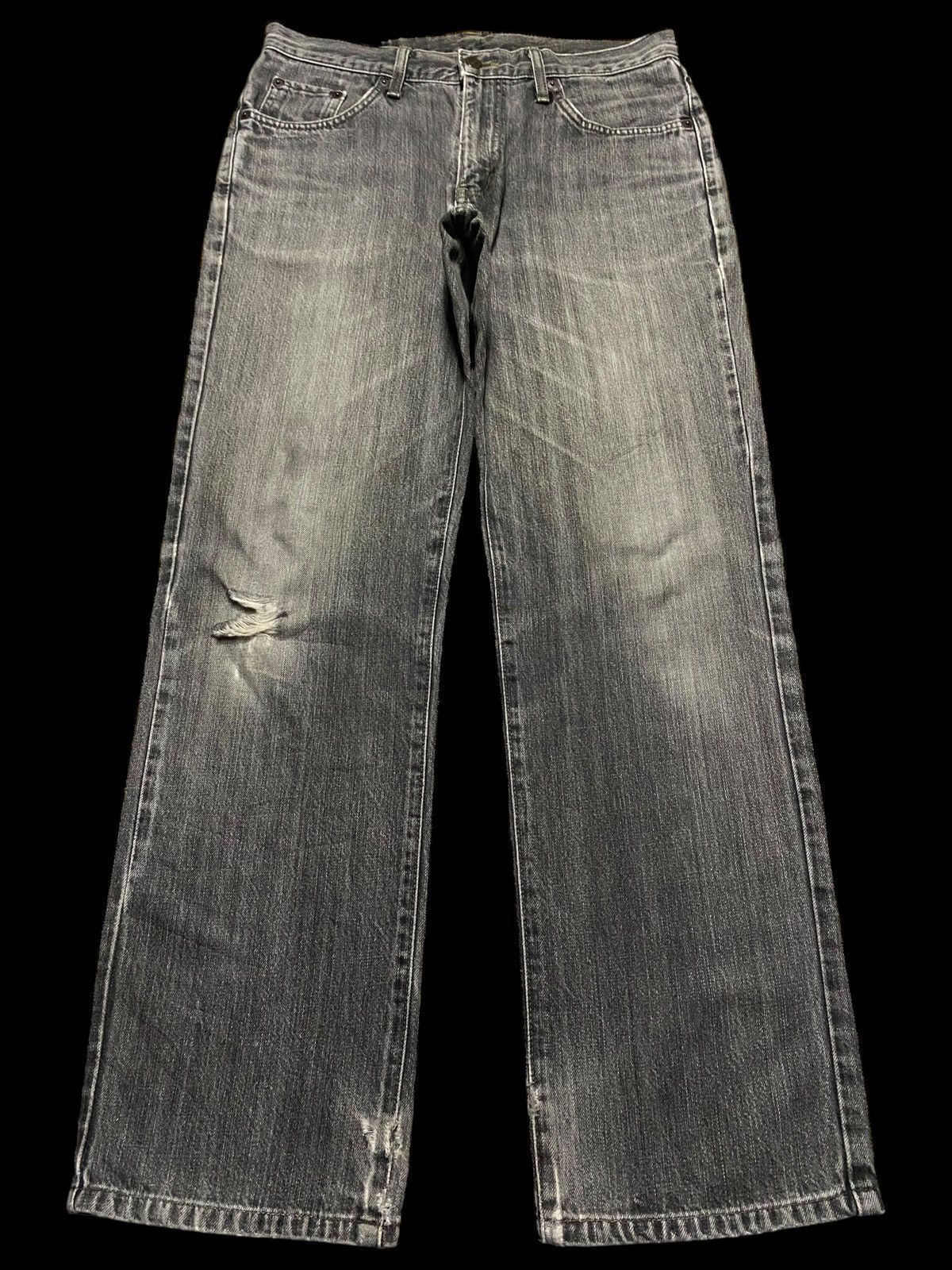 Japanese Brand Vintage Edwin 403 Black Denim Distressed Loose Jeans Size US 31 - 1 Thumbnail
