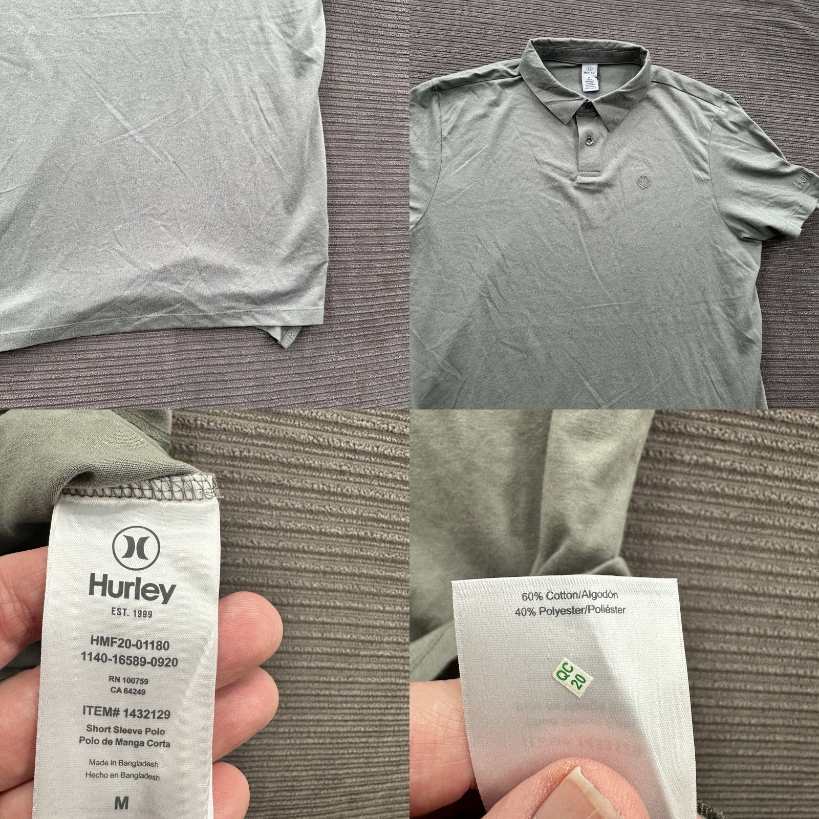 Hurley Hurley Polo Shirt Men Medium Green Cotton Golf Walking Outdoors Casual Polo Shirt Size US M / EU 48-50 / 2 - 8 Thumbnail