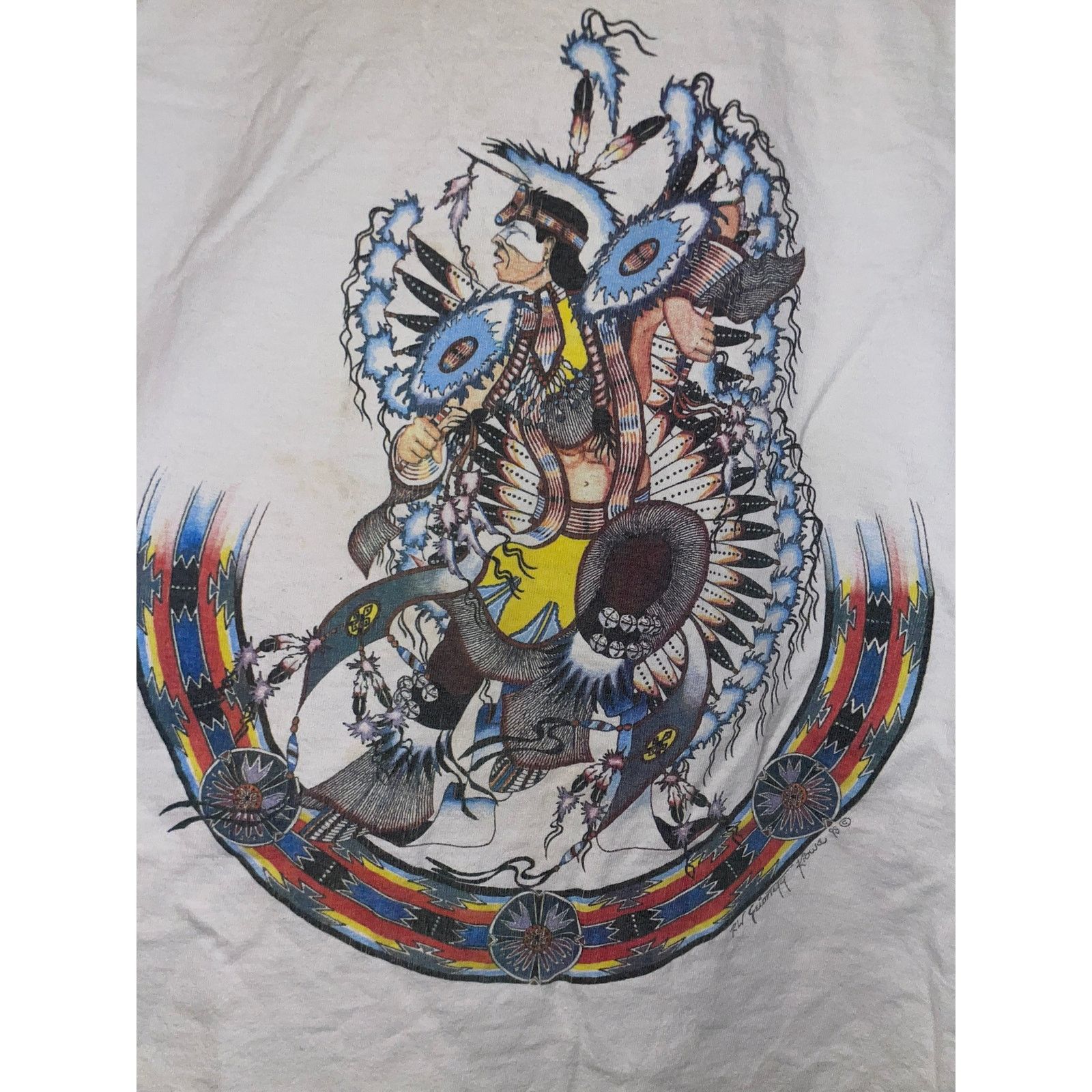 Fruit Of The Loom Vintage Native American Shirt Art Red Earth II Tee 90s XL Size US XL / EU 56 / 4 - 12 Thumbnail