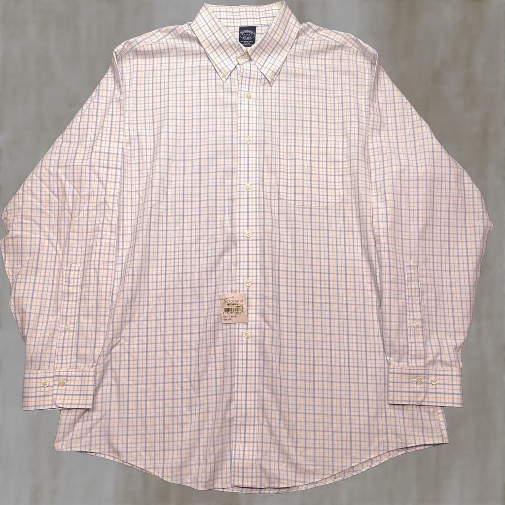 Brooks Brothers Brooks Brothers Shirt Mens XL 17 34/35 White Check Non Iron Long Sleeve Supima Shirt Size US XL / EU 56 / 4 - 1 Thumbnail