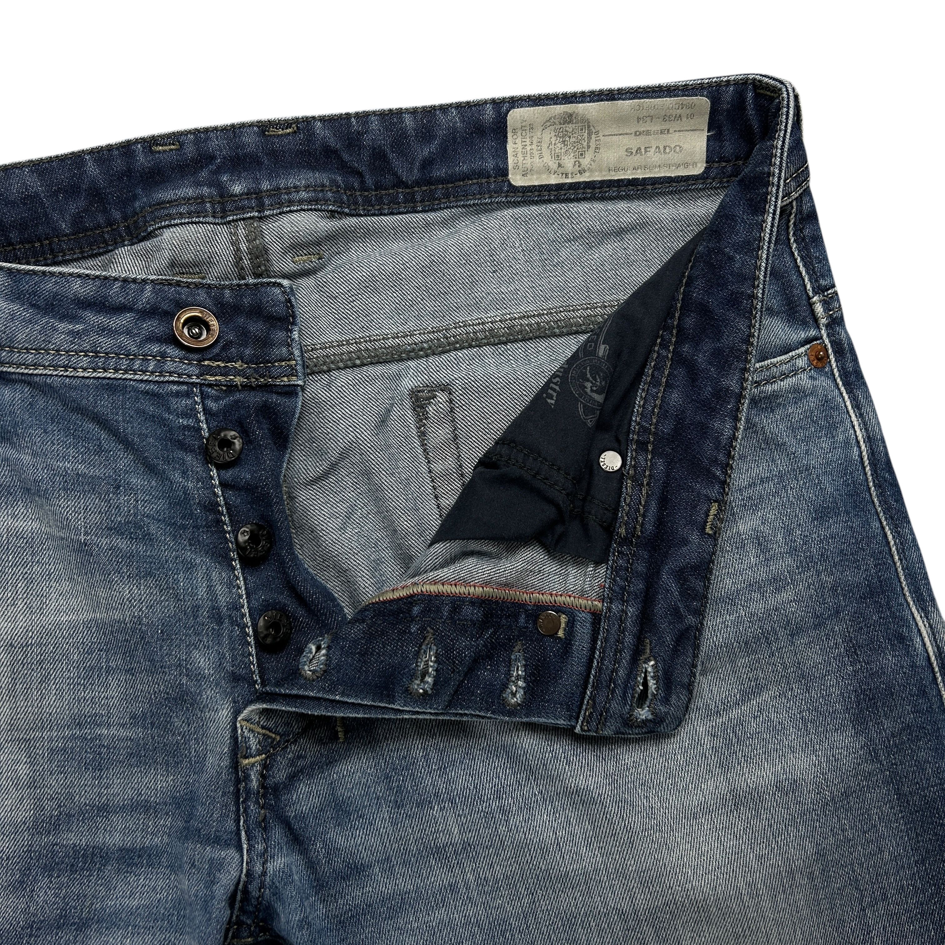 Diesel Diesel Safado Regular Straight Stretch Blue Denim W33L34 Size US 33 - 5 Thumbnail