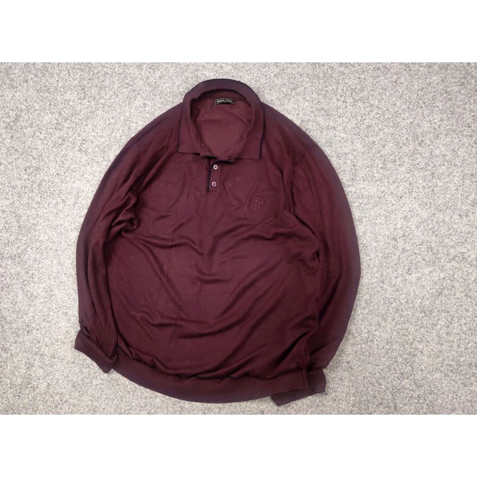 Stefano Ricci StEFANO RICCI Design Polo Shirt Mens XL Burgundy Cotton Blend Logo Long Sleeve Pullover Shirt Size US XL / EU 56 / 4 - 5 Thumbnail