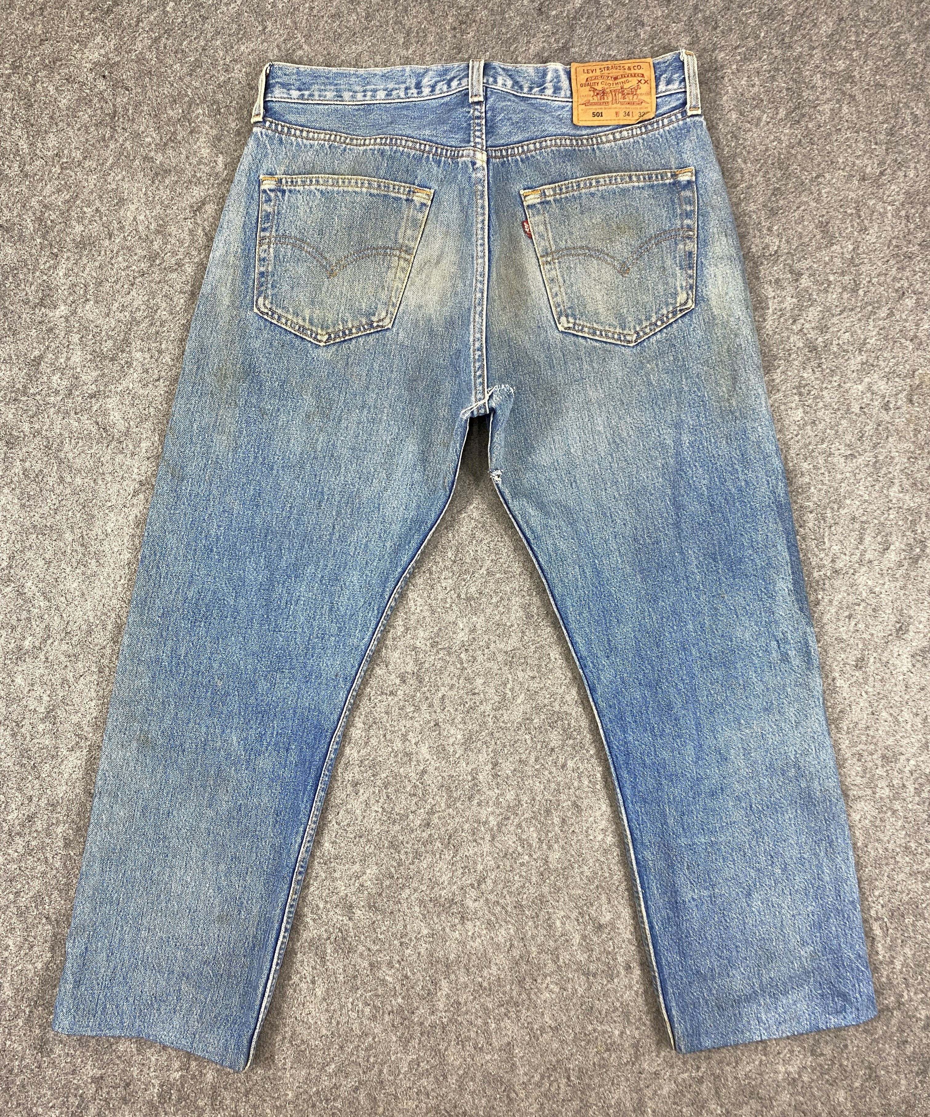 Levi's Dirty Faded Blue Vintage Levis 501 Jeans 33x27 - JN3094 Size US 33 - 2 Thumbnail