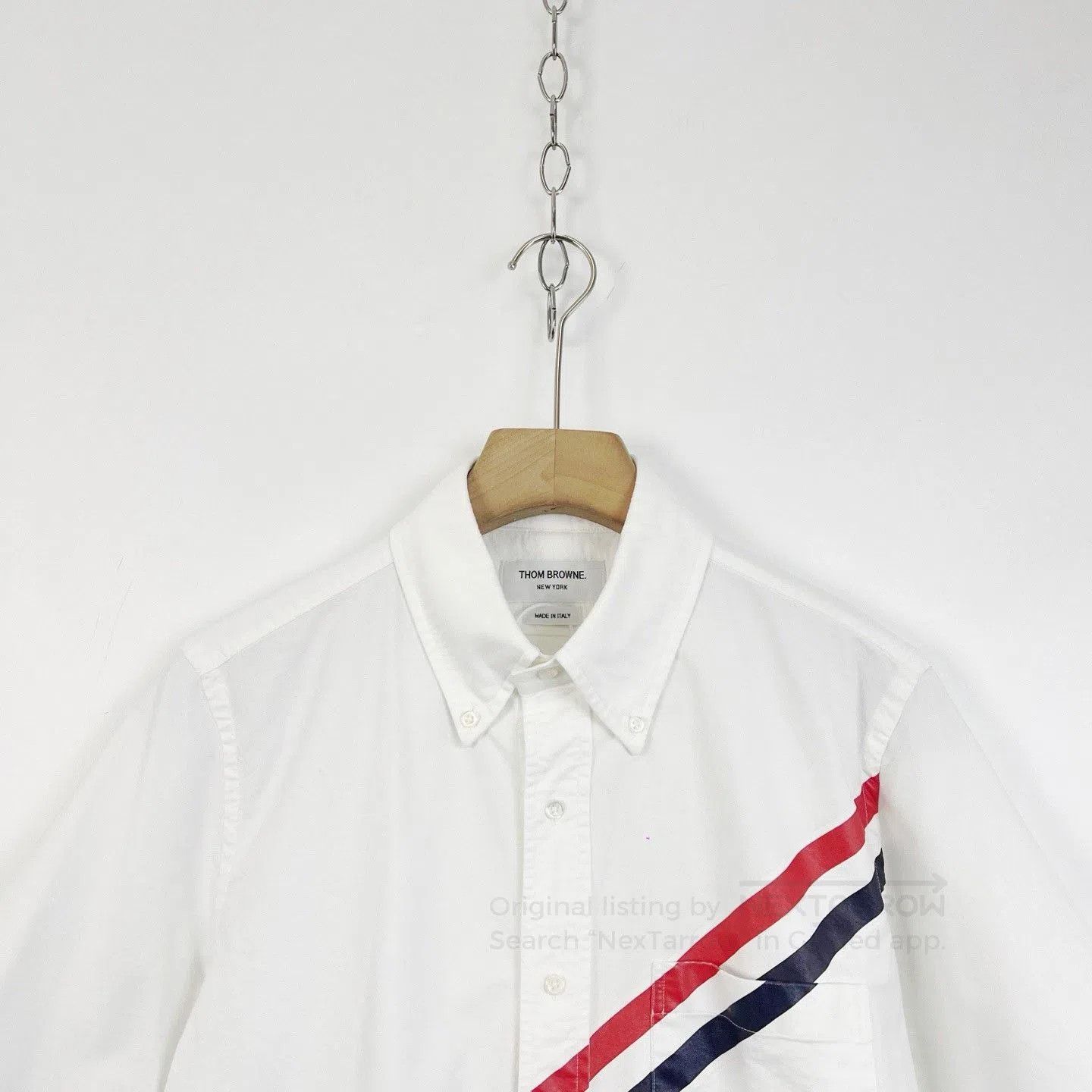 Thom Browne Thom Browne White Stripe Oxford Short-Sleeve Shirt. Size US M / EU 48-50 / 2 - 3 Thumbnail