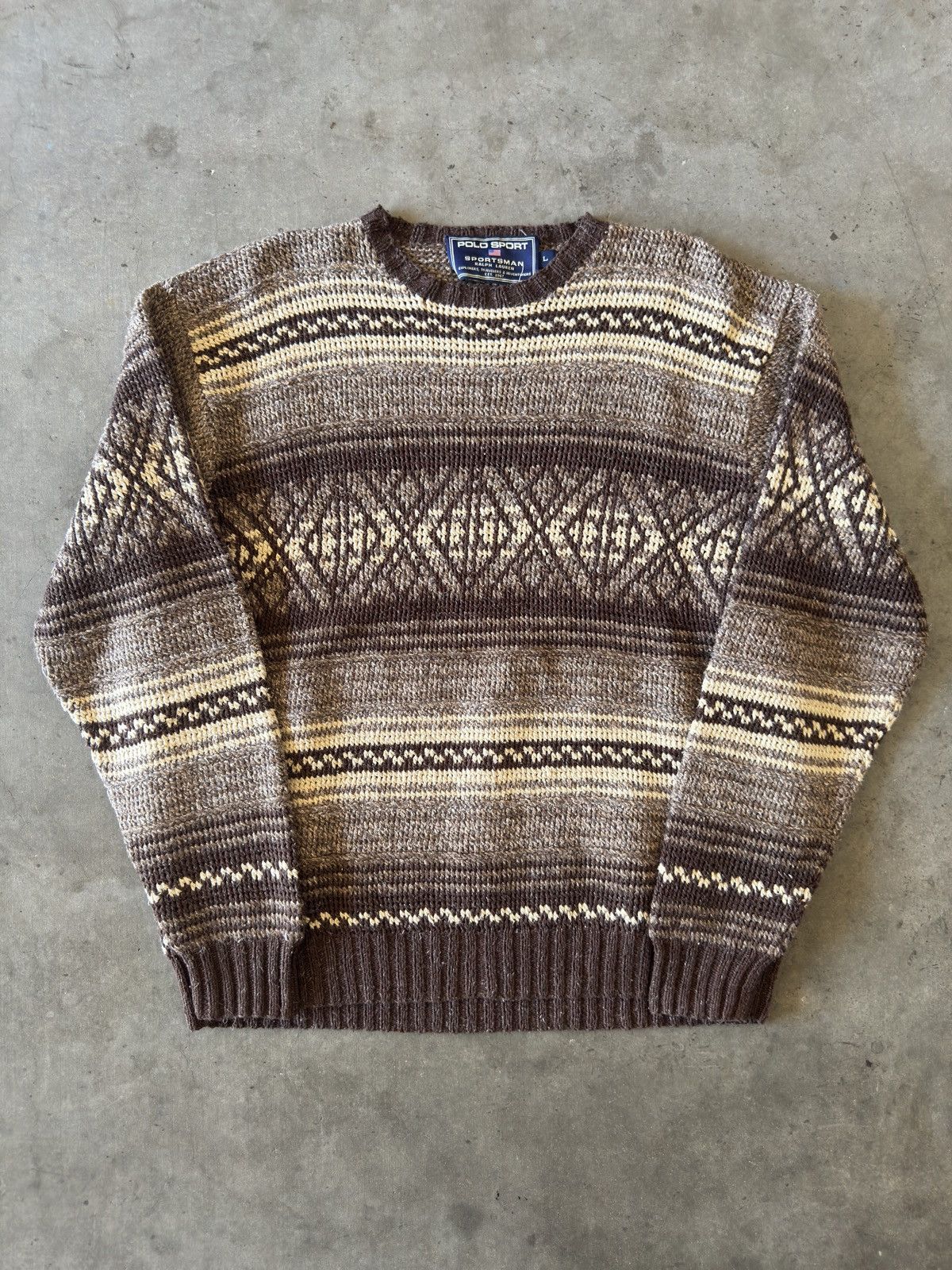 Polo Ralph Lauren POLO Ralph Lauren Hand Knit Southwestern Print Sweater Size US L / EU 52-54 / 3 - 1 Thumbnail
