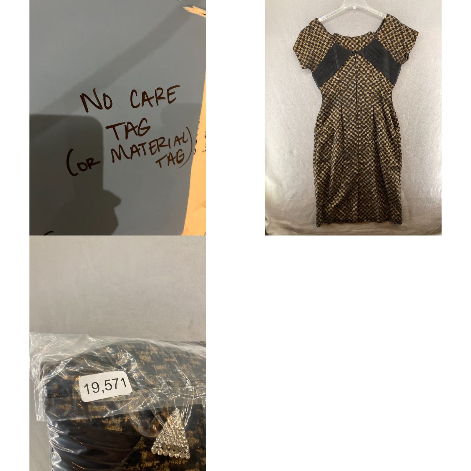 Vintage VINTAGE Womens Evening Dress 10 Black Gold Check Fitted 50s 60s 70s Evening Dress Size 10 Black Gold Check 1970s Womens Size XL / US 12-14 / IT 48-50 - 8 Thumbnail