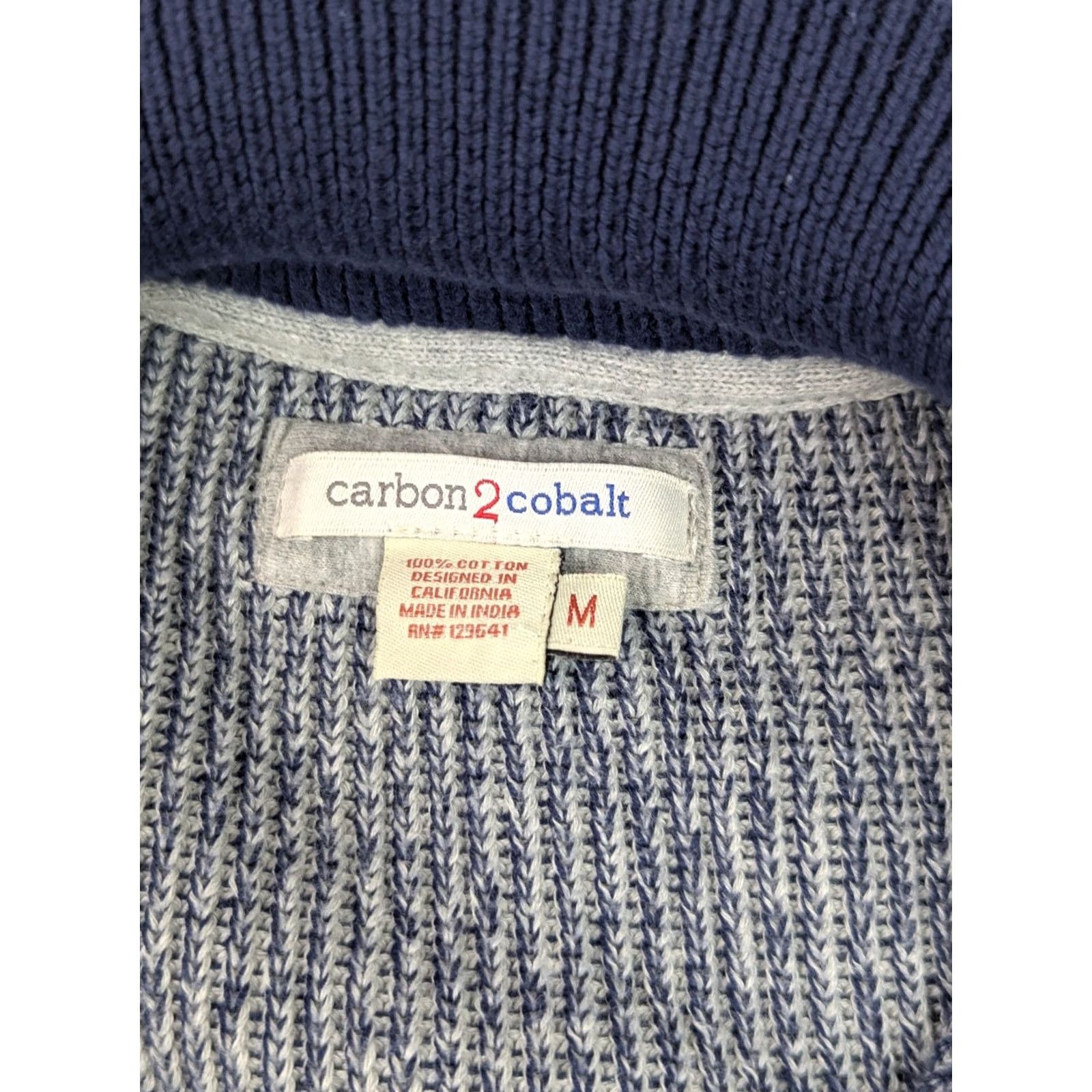 Carbon2Cobalt Carbon 2 Cobalt Full Zip Knit Sweater Cardigan Jacket Men M Gray Navy Blue Size US M / EU 48-50 / 2 - 2 Thumbnail