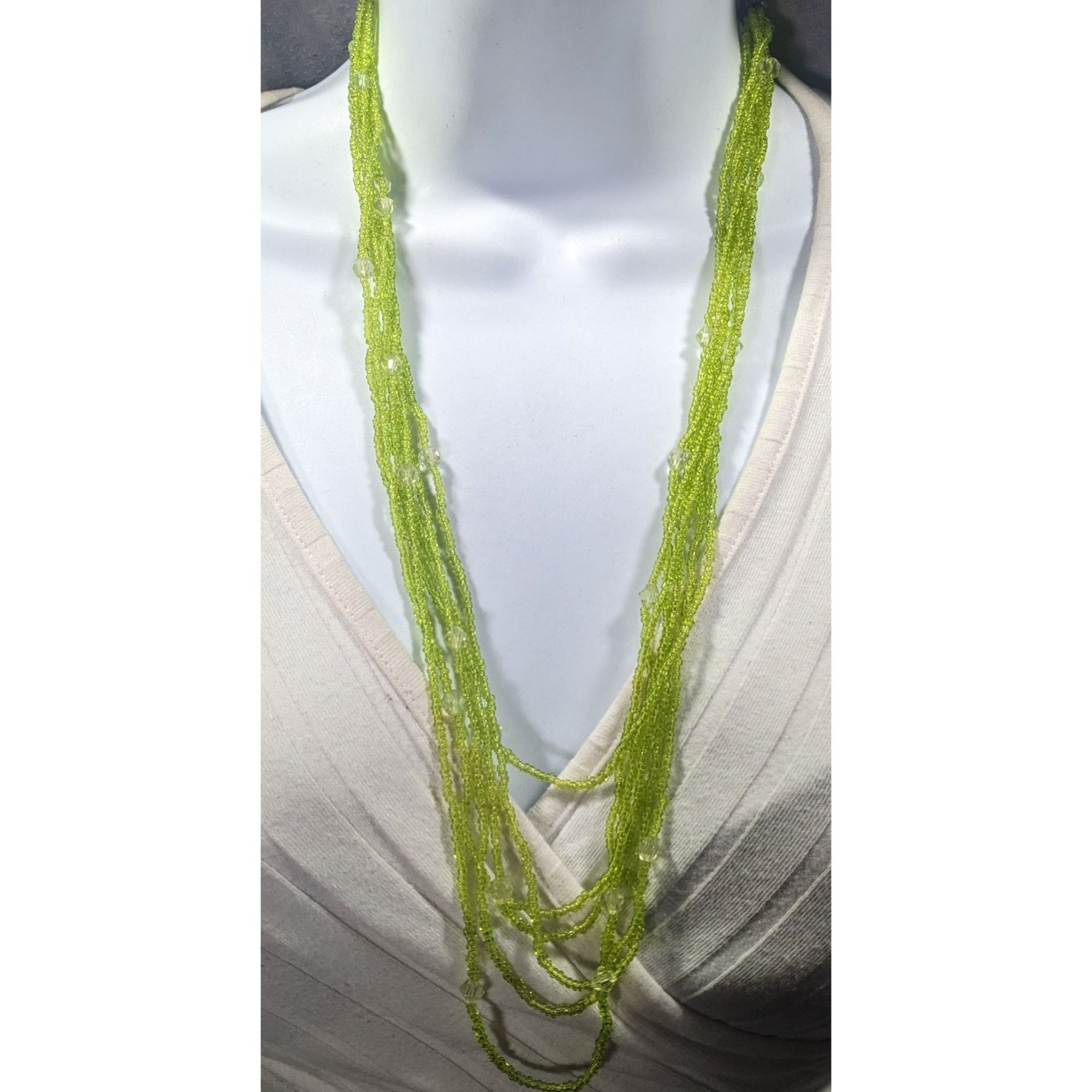 Other Lime Green Glass Multilayer Beaded Necklace Size ONE SIZE - 5 Thumbnail