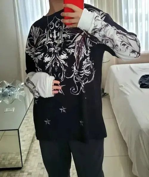 Other Women Print Patchwork Long Sleeve T-Shirts Size US M / EU 48-50 / 2 - 4 Thumbnail