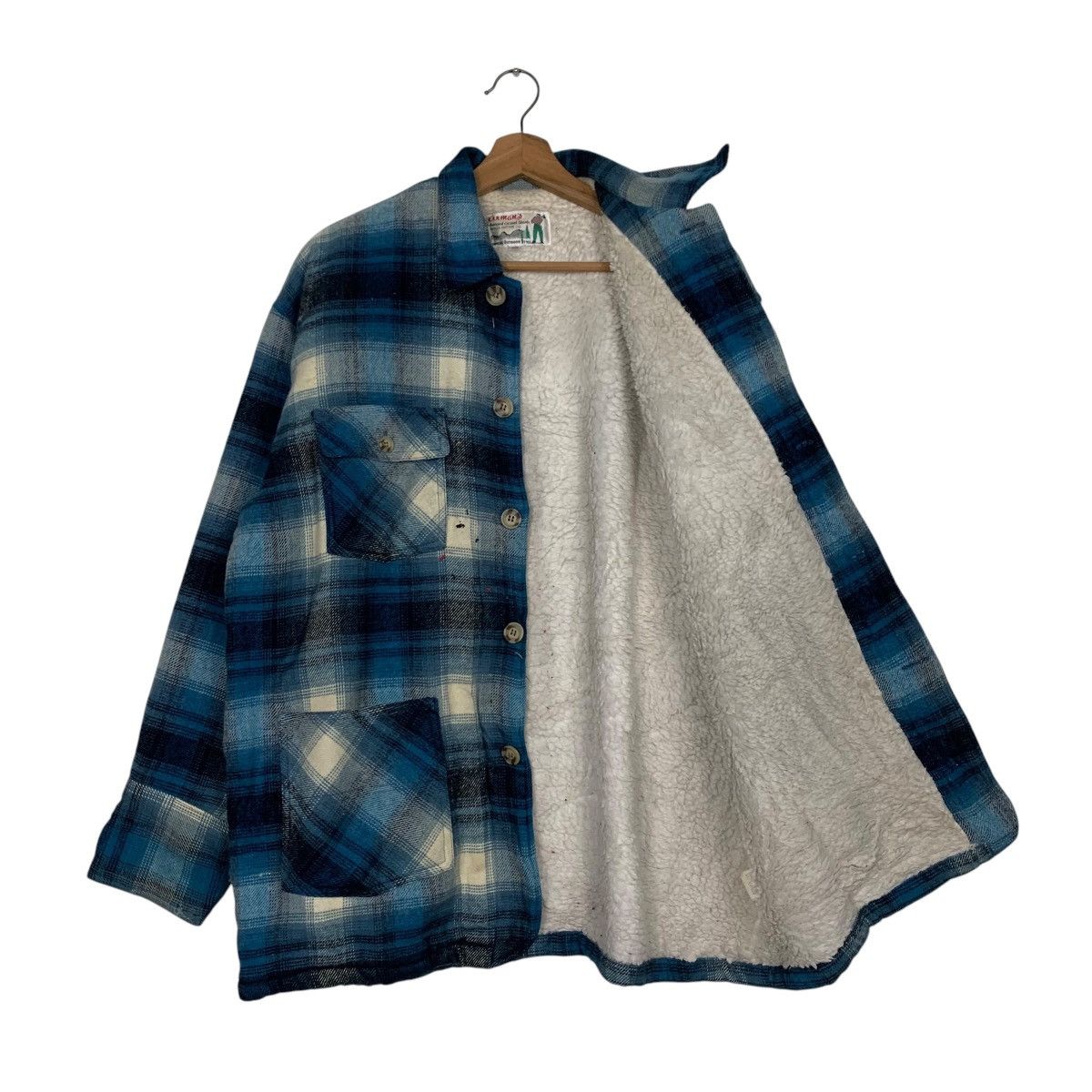 Flannel Vintage 90s AXMAN'S Shadow Plaid Fleece Flannel #2701-C121 Size US L / EU 52-54 / 3 - 9 Thumbnail