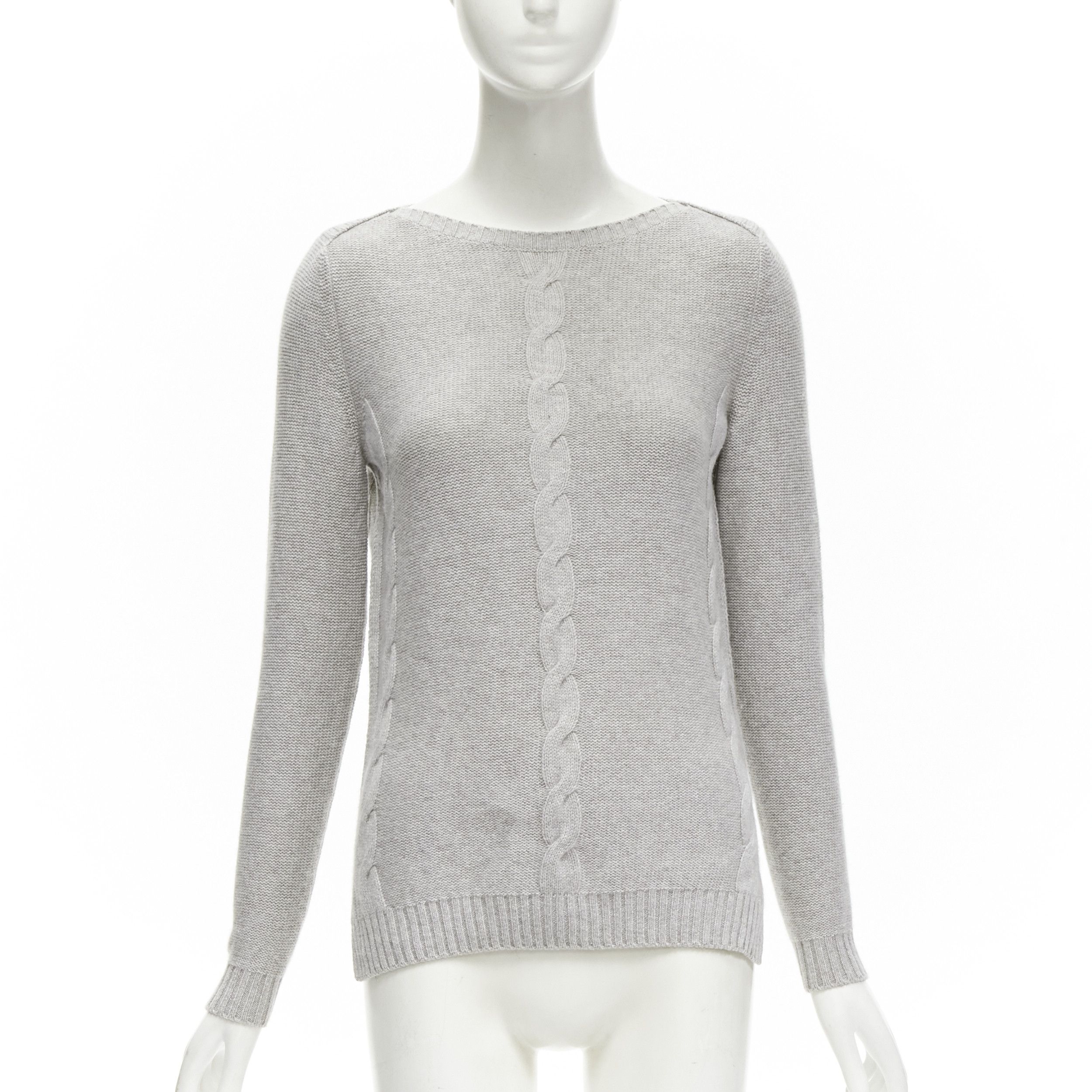 Loro Piana LORO PIANA 100% baby cashmere grey braid knit bateau neck sweater IT38 XS Size XS / US 0-2 / IT 36-38 - 1 Thumbnail