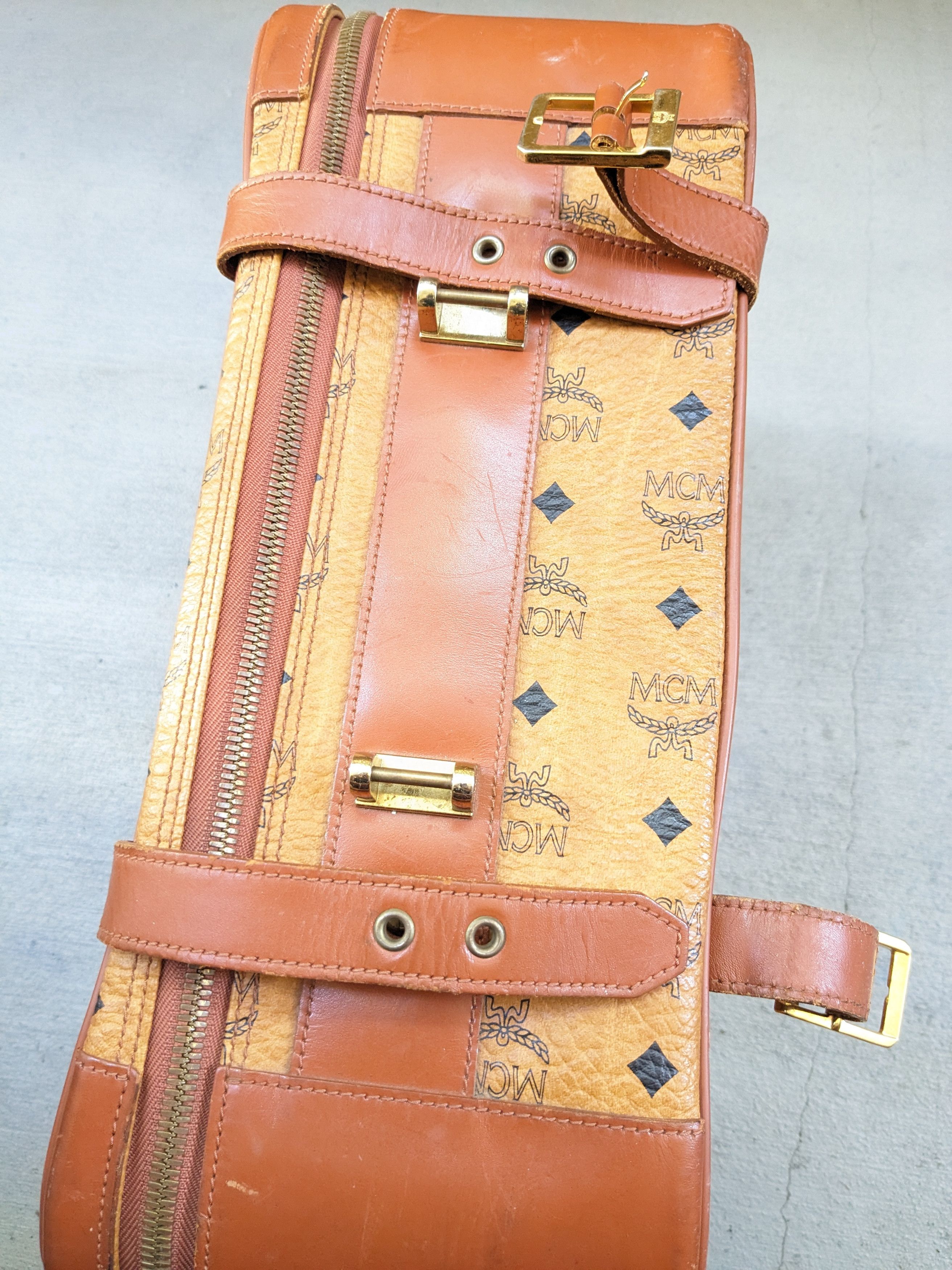 MCM MCM Travel Bag Brown Leather Monogram Cognac Vintage Size ONE SIZE - 19 Thumbnail