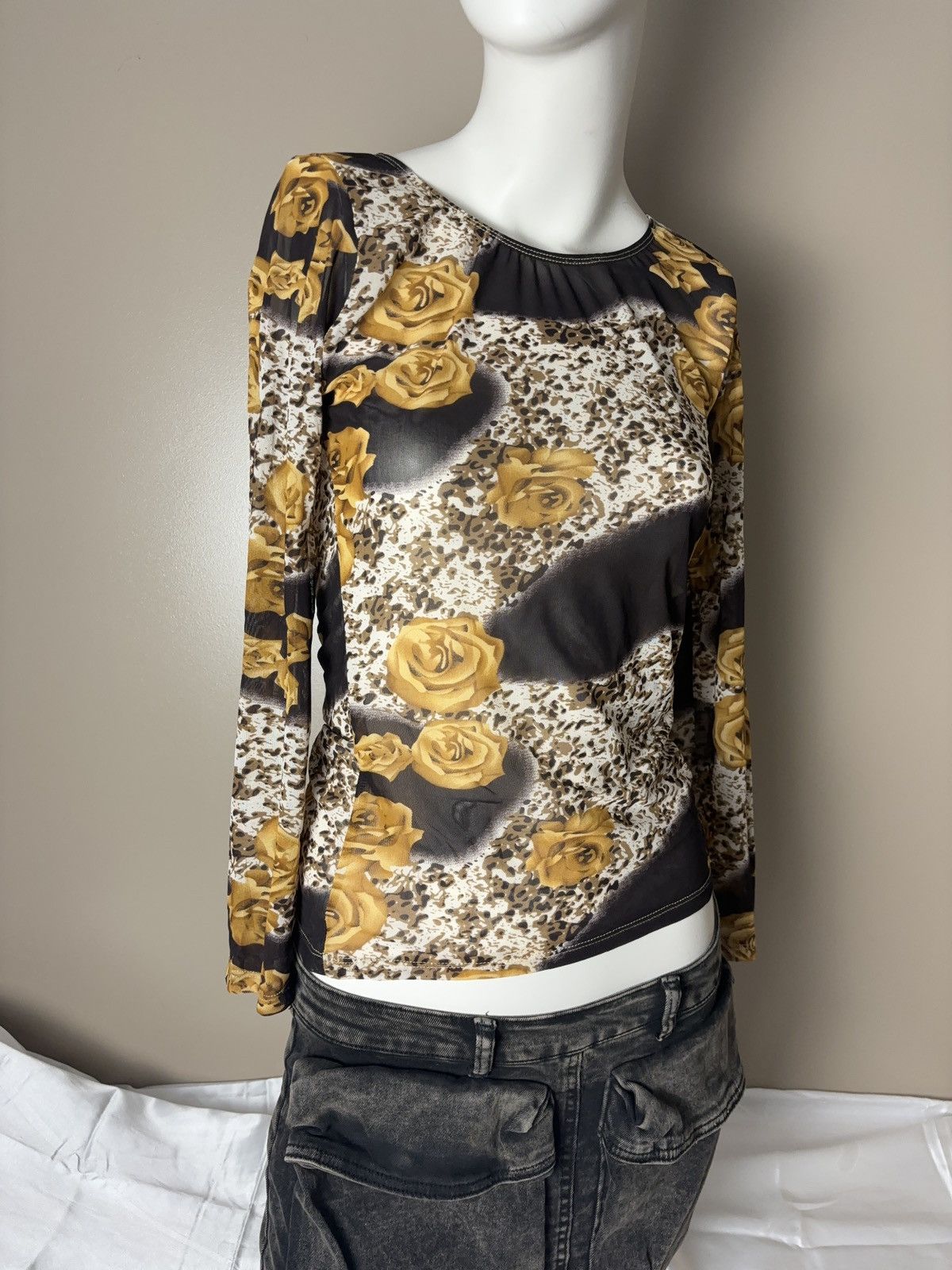Japanese Brand × Vintage Roses printed mesh long sleeve vintage top Size M / US 6-8 / IT 42-44 - 2 Thumbnail