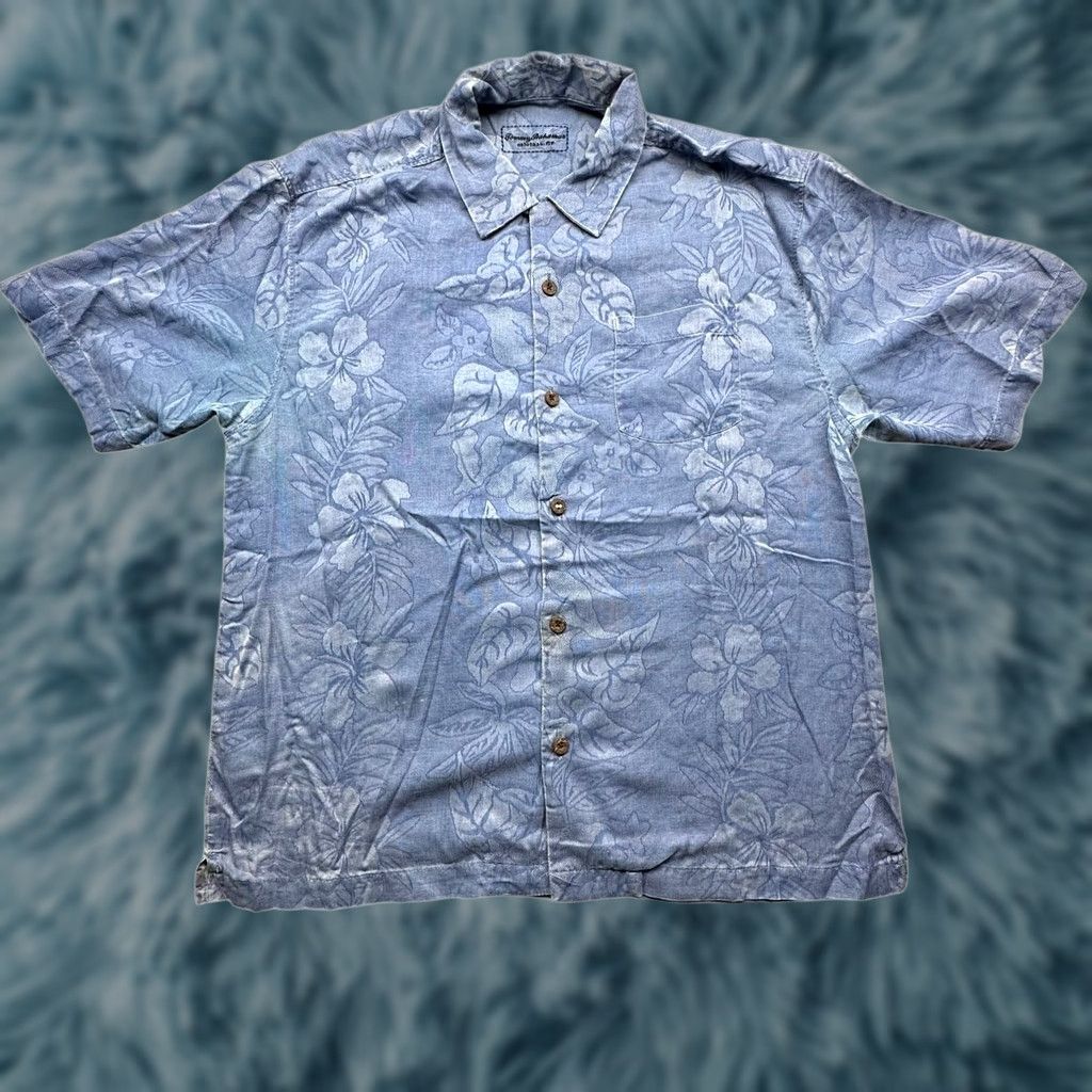 Tommy Bahama Tommy Bahama 100% Silk Floral Hawaiian Short Sleeve Shirt Mens Medium Blue Size US M / EU 48-50 / 2 - 1 Thumbnail