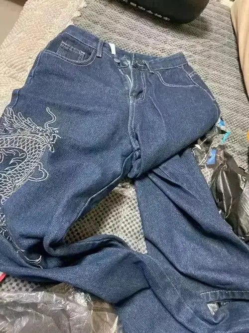 Other Streetwear Dragon Embroidery Straight Baggy Pants Size US 26 / EU 42 - 4 Thumbnail