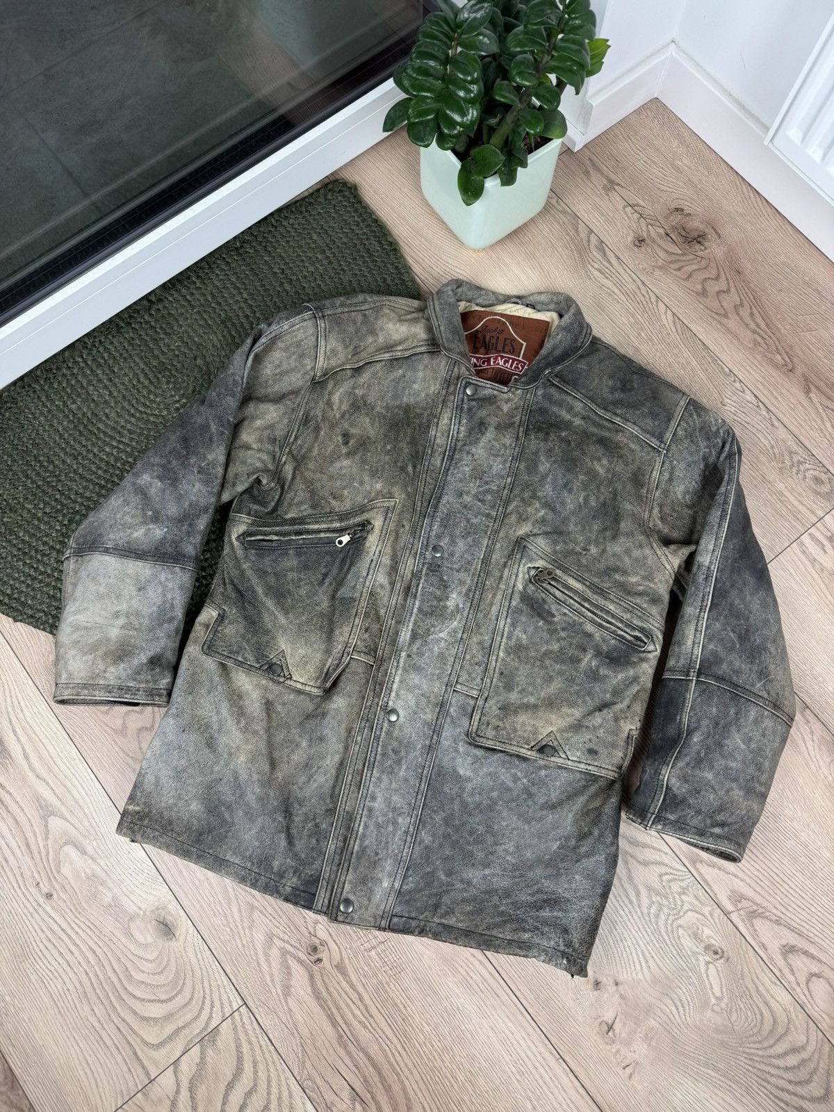Vintage Flying Eagle Vintage avant garde Japan brand leather jacket Size US L / EU 52-54 / 3 - 1 Thumbnail