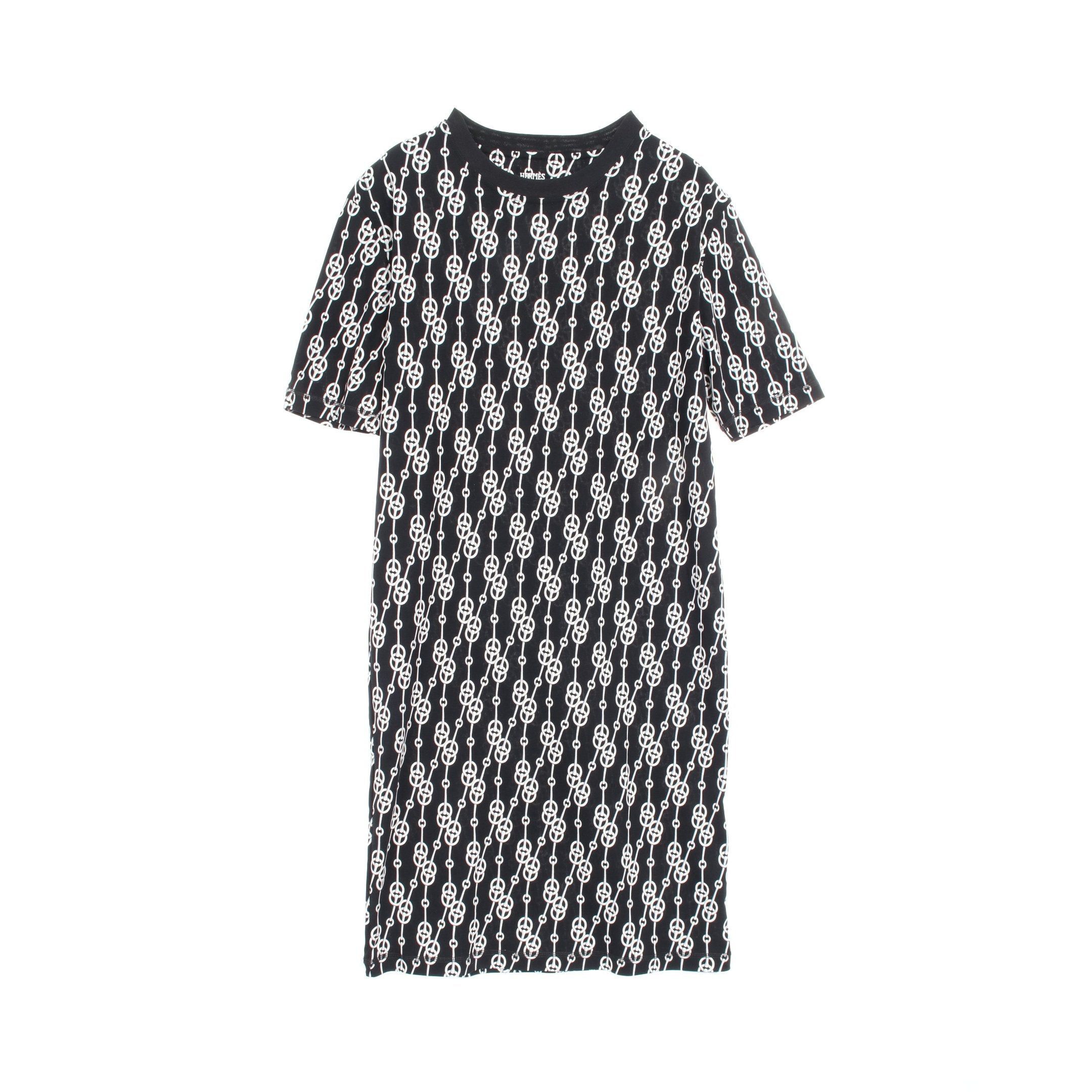 Hermes Hermes T-Shirt One Piece Cricketis All-Over Pattern Cotton Black White Size ONE SIZE - 1 Thumbnail