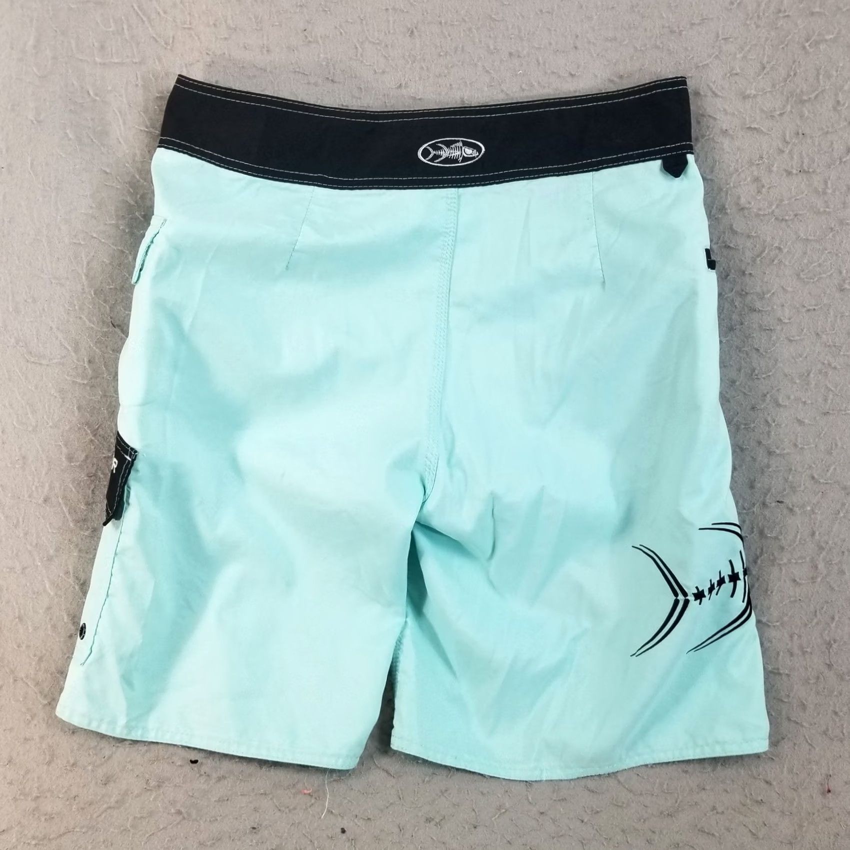 Vintage Tormenter Board Shorts Mens 34 Mint Green Fish Skeleton Cargo Pocket Swim Trunks Size US 34 / EU 50 - 4 Thumbnail