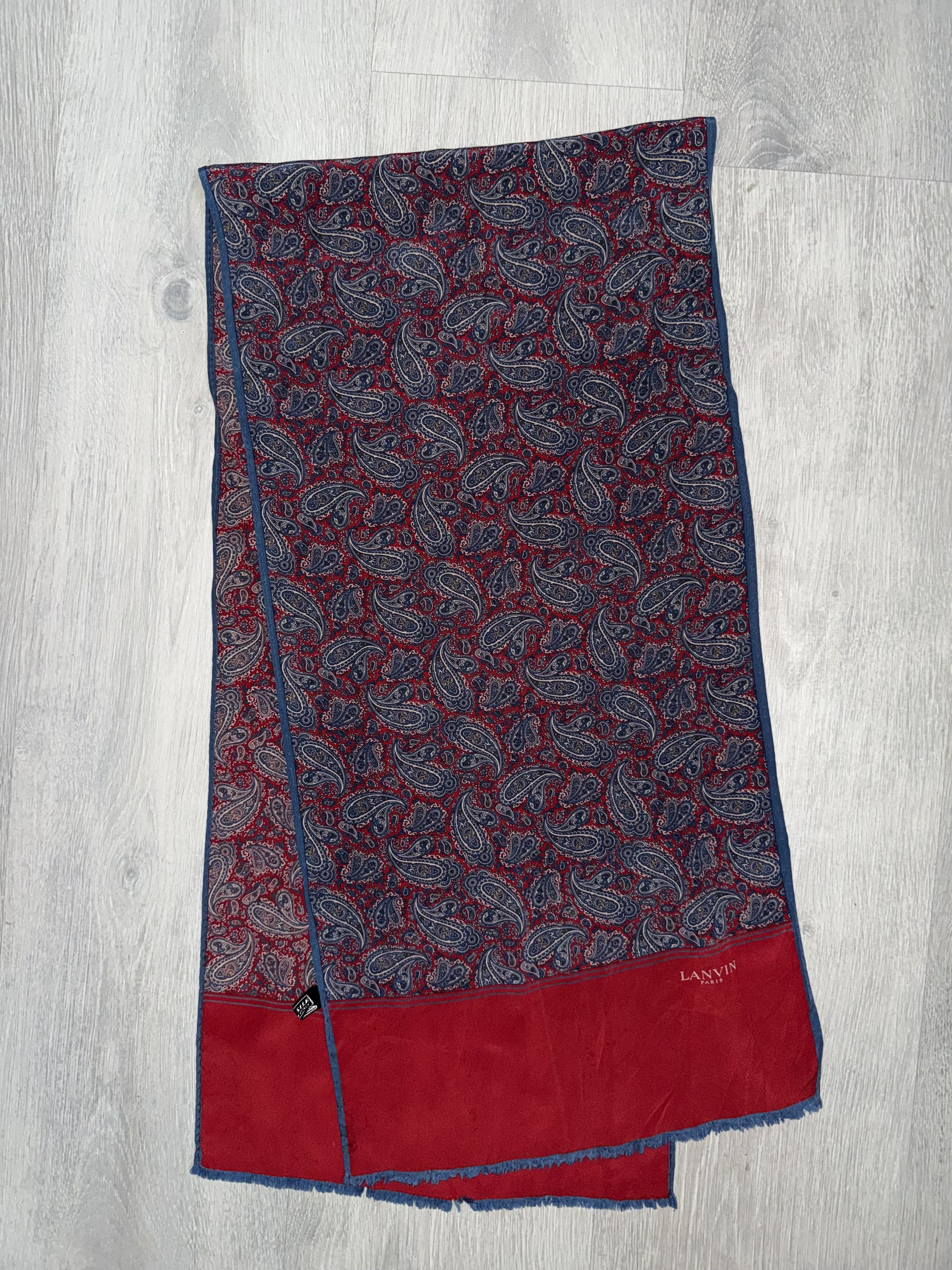 Lanvin Vintage 90s Lanvin silk scarf men’s Size ONE SIZE - 2 Thumbnail