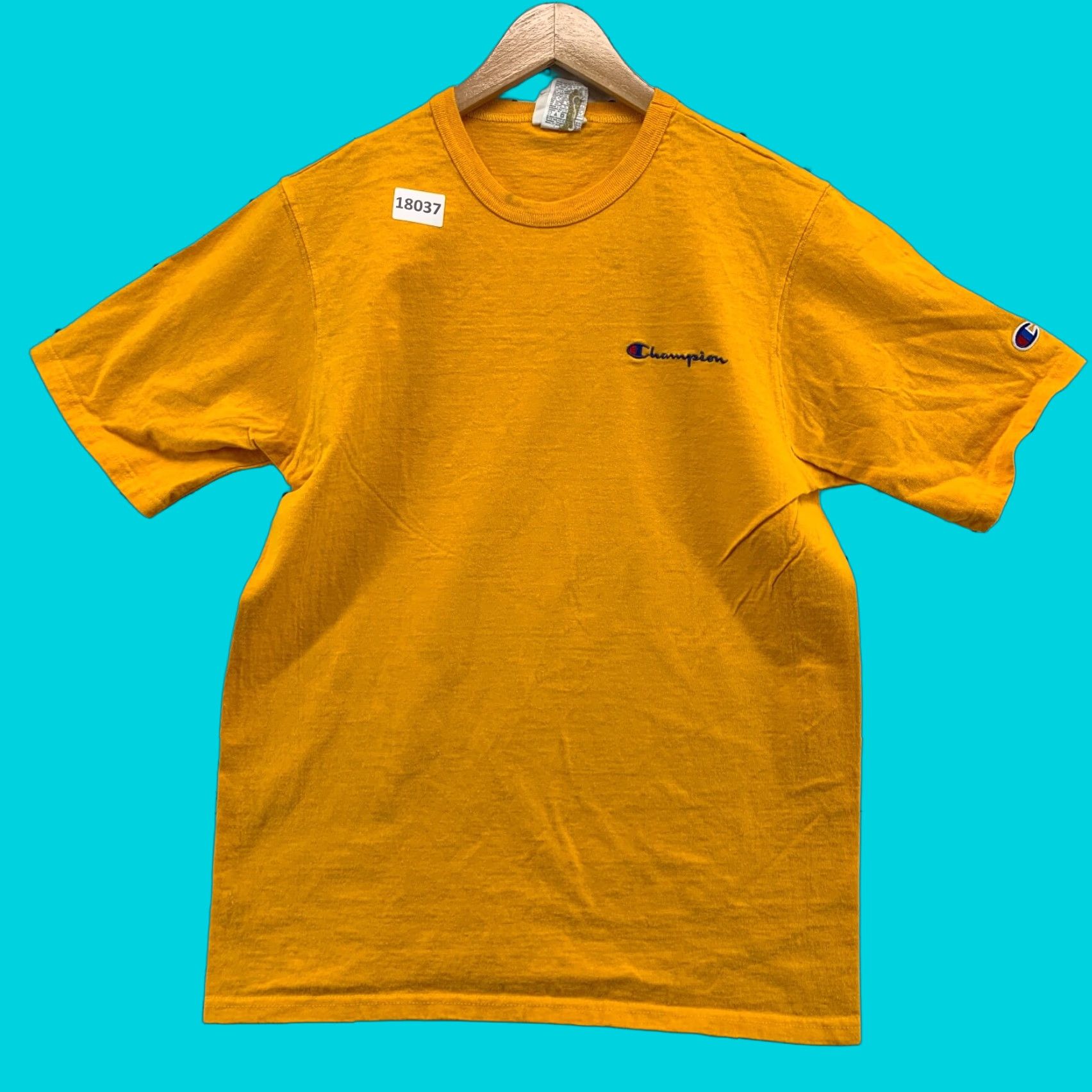 Champion VINTAGE Champion Shirt Unisex Adults Short Sleeve Adult Medium Yellow Embroidered Spellout 90s Theme Mens Womens Size US M / EU 48-50 / 2 - 1 Thumbnail