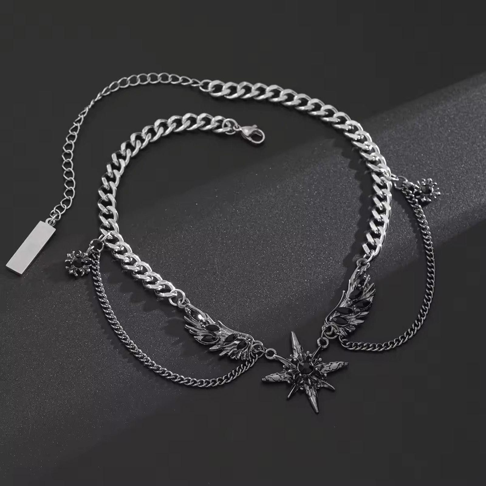 Jewelry Hip Hop Geometric Octagonal Star Wing Pendant Choker Size ONE SIZE - 5 Thumbnail