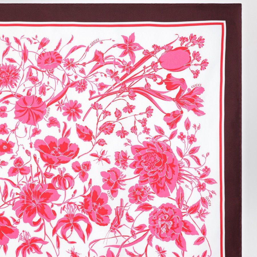 Gucci o1d2blof0824 Size: OS / Silk Floral Print Scarf Size ONE SIZE - 3 Thumbnail