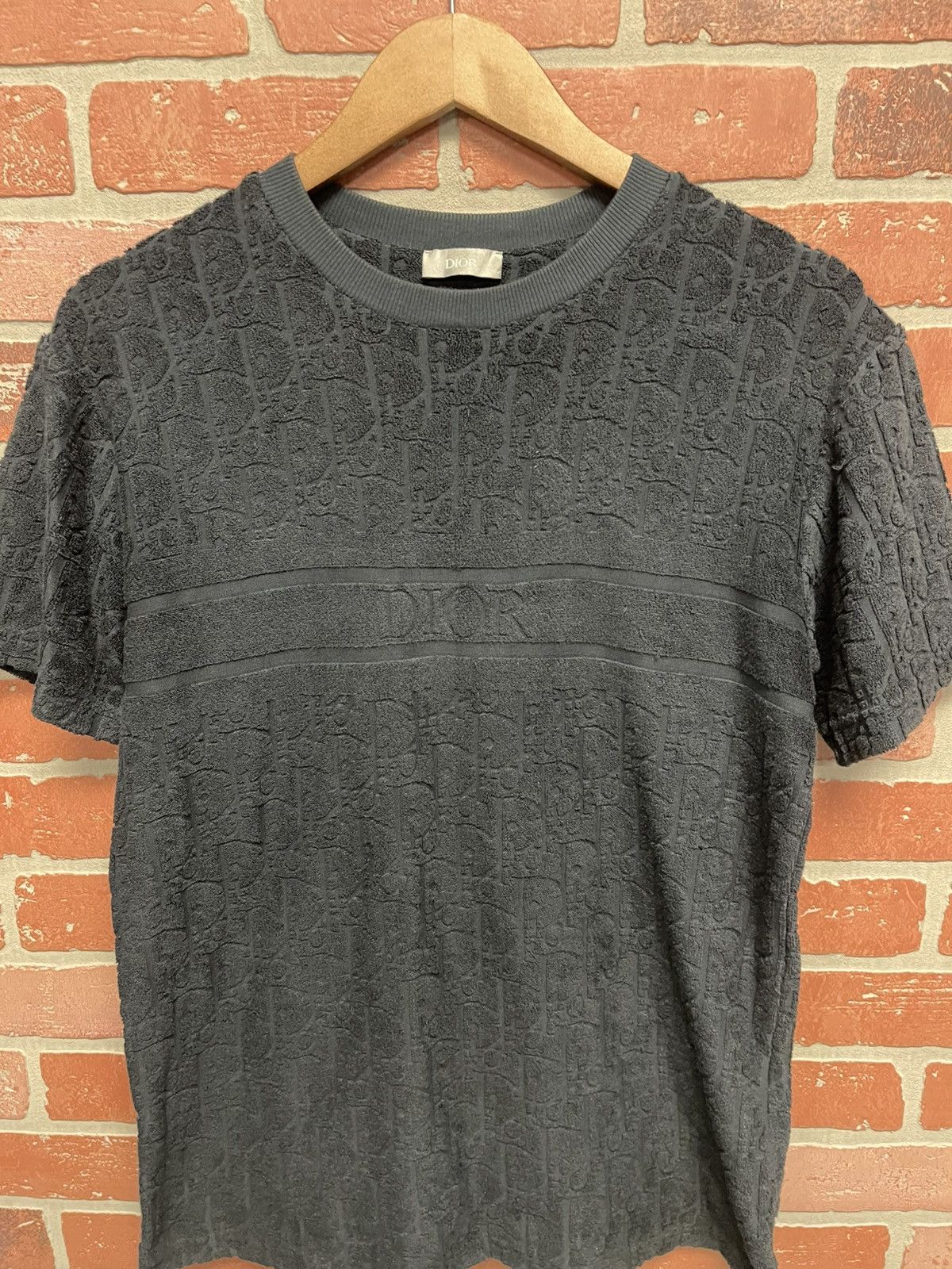 Dior Size XXXS - Dior Homme Terry Oblique T Shirt ‘Navy’ Mens Size US XXS / EU 40 - 4 Thumbnail