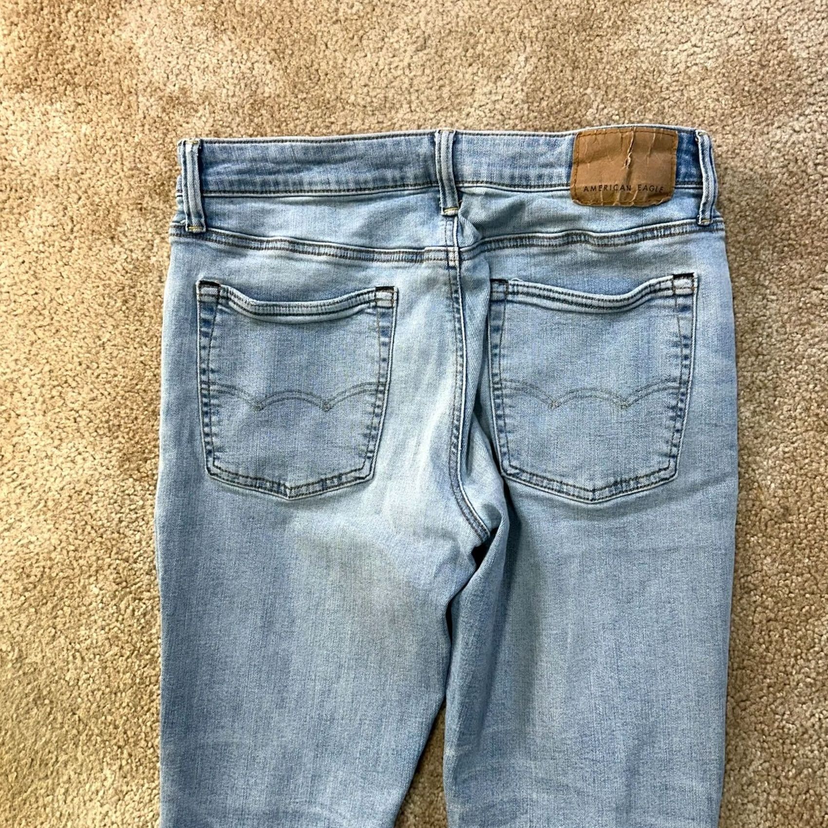 American Eagle Outfitters American Eagle Athletic Straight Jeans Men's 32x34 Denim Stretch 5-Pocket Blue 90s Hipster Mens Size US 32 / EU 48 - 7 Thumbnail