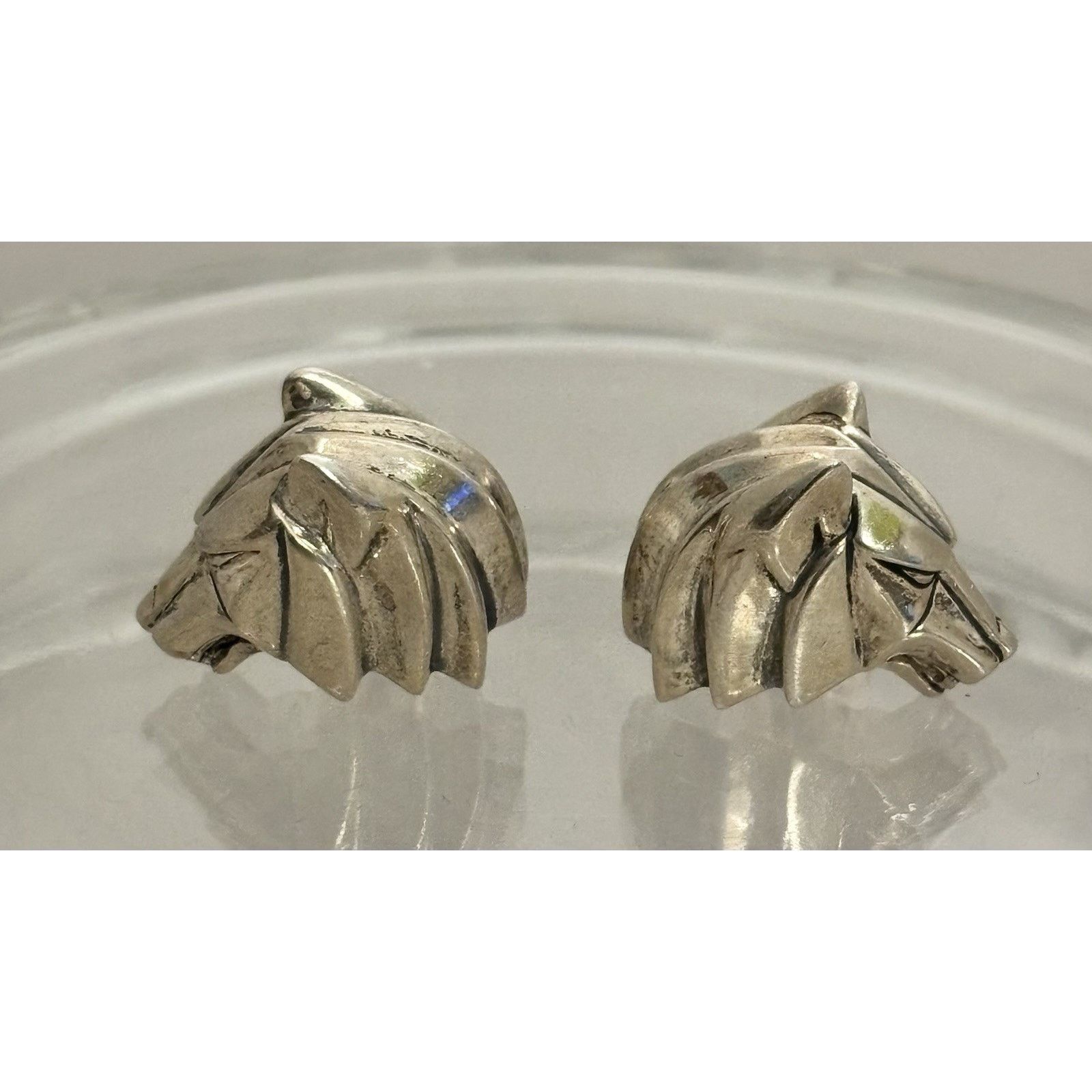 Sterling Silver Vintage Rick Cameron Wildlife Sterling Wolf Head Cufflinks Size ONE SIZE - 3 Thumbnail