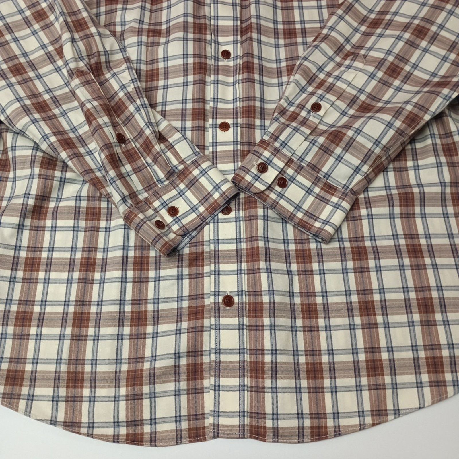 Orvis Orvis Shirt Men's Size 2XL Brown Beige Plaid Long Sleeve Size US XXL / EU 58 / 5 - 2 Thumbnail