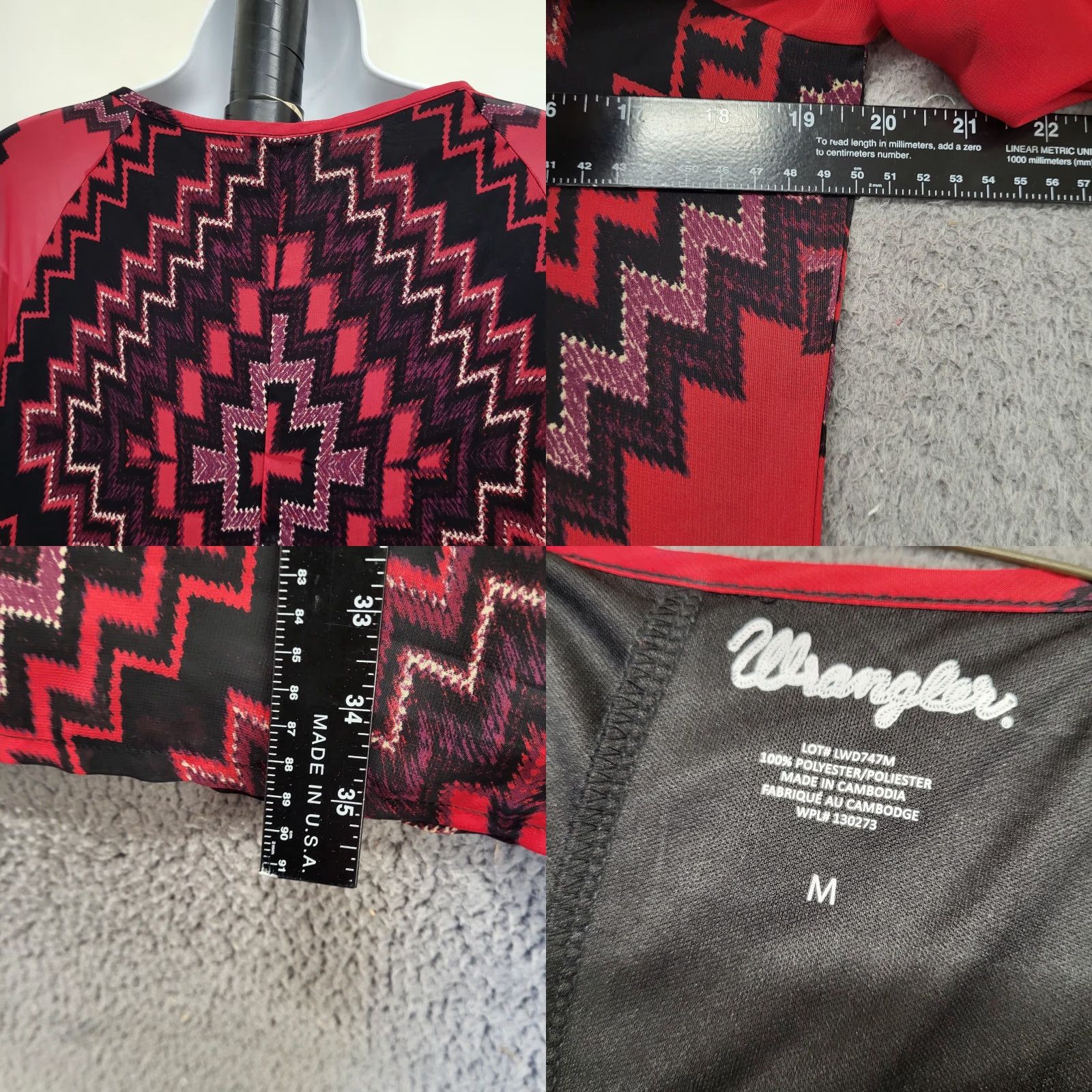 Wrangler Wrangler Dress Womens Medium Red/Black Aztec Americana Kimono Sleeve Geometric Pattern Vintage No Size M / US 6-8 / IT 42-44 - 8 Thumbnail