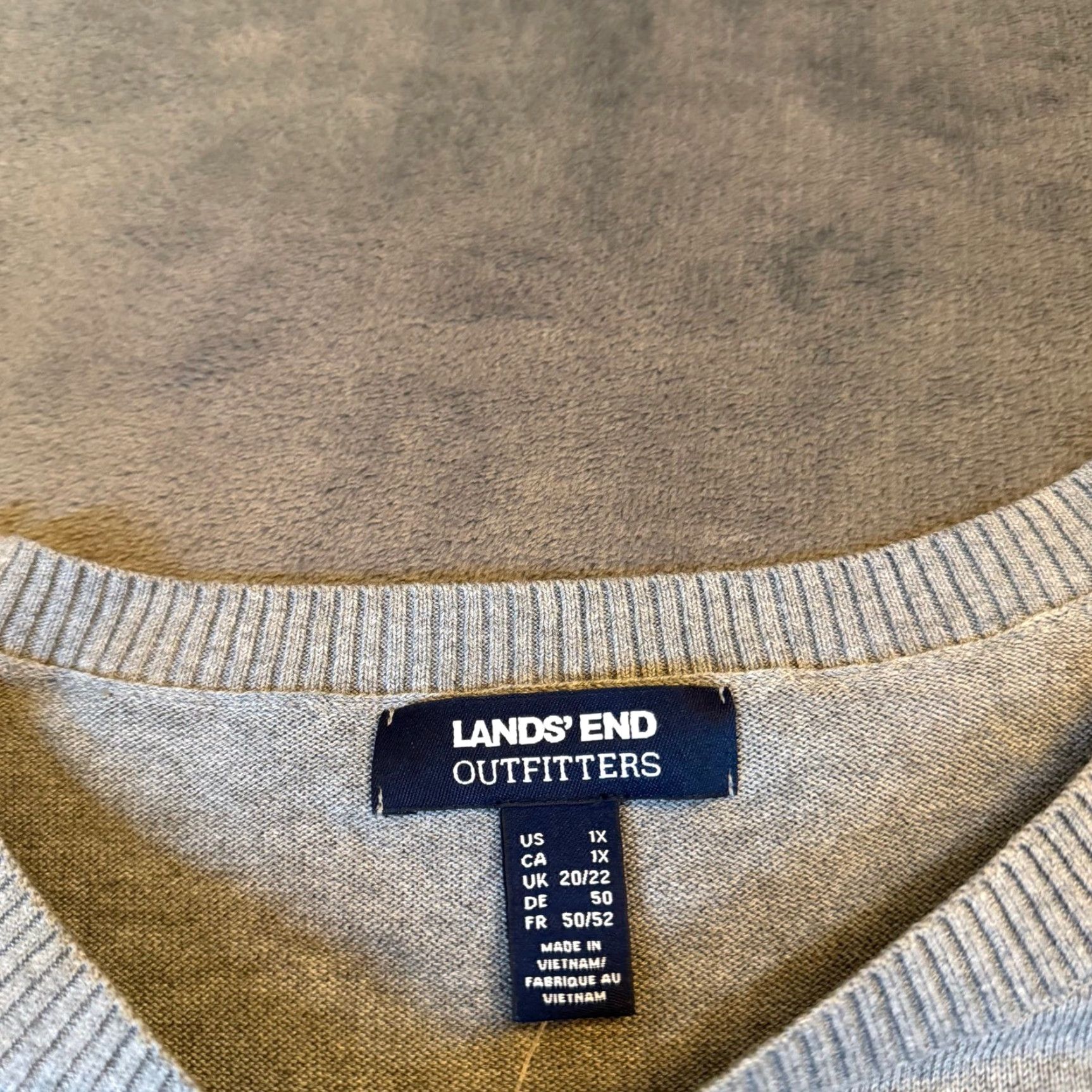 Lands' End Lands' End Outfitters Gray Cotton Modal Ribbed Crew Neck Sweater Womens Plus 1X Size XL / US 12-14 / IT 48-50 - 3 Thumbnail