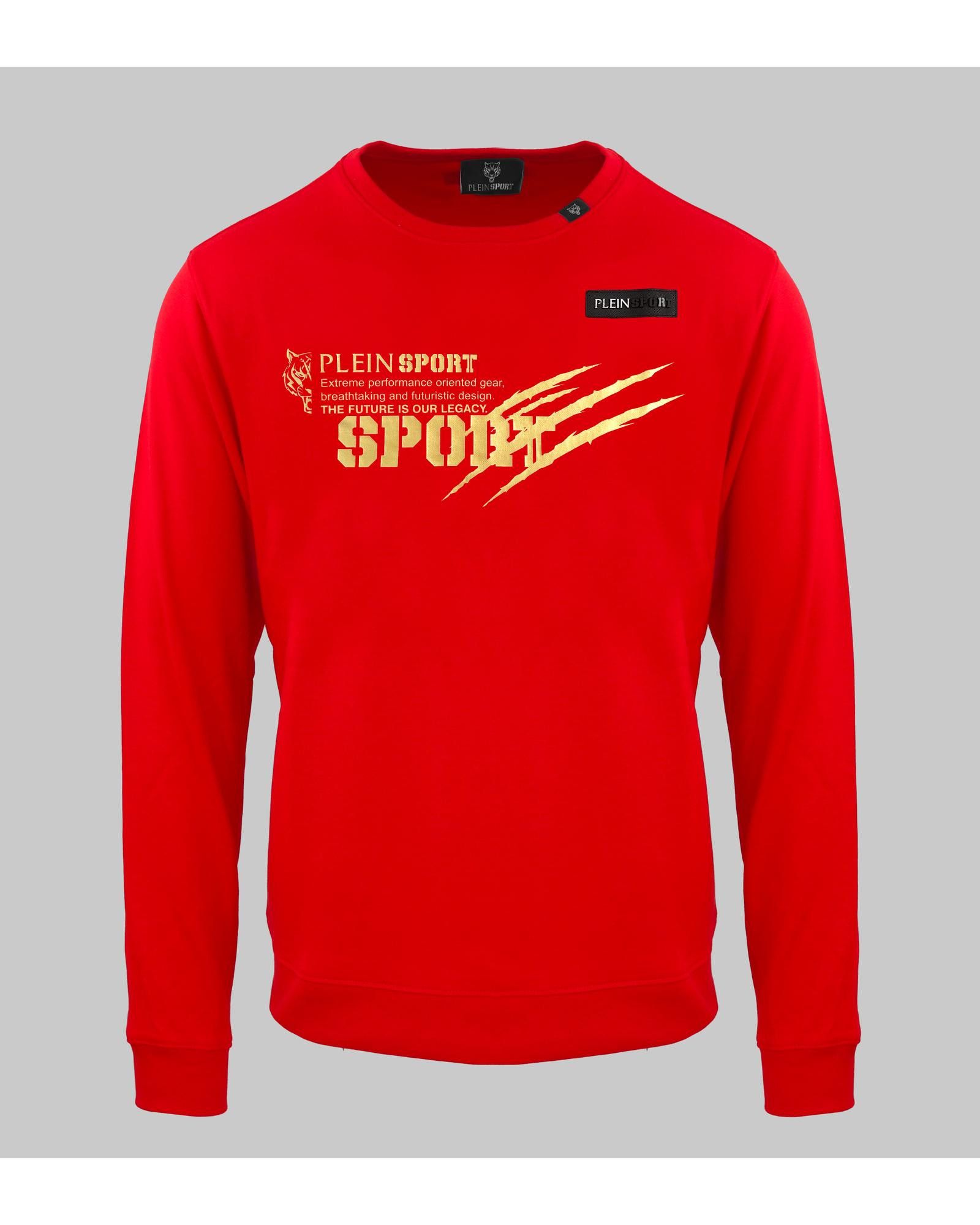 image of Philipp Plein Round Neck Cotton Blend Sweatshirt in Red, Men's (Size 2XL)