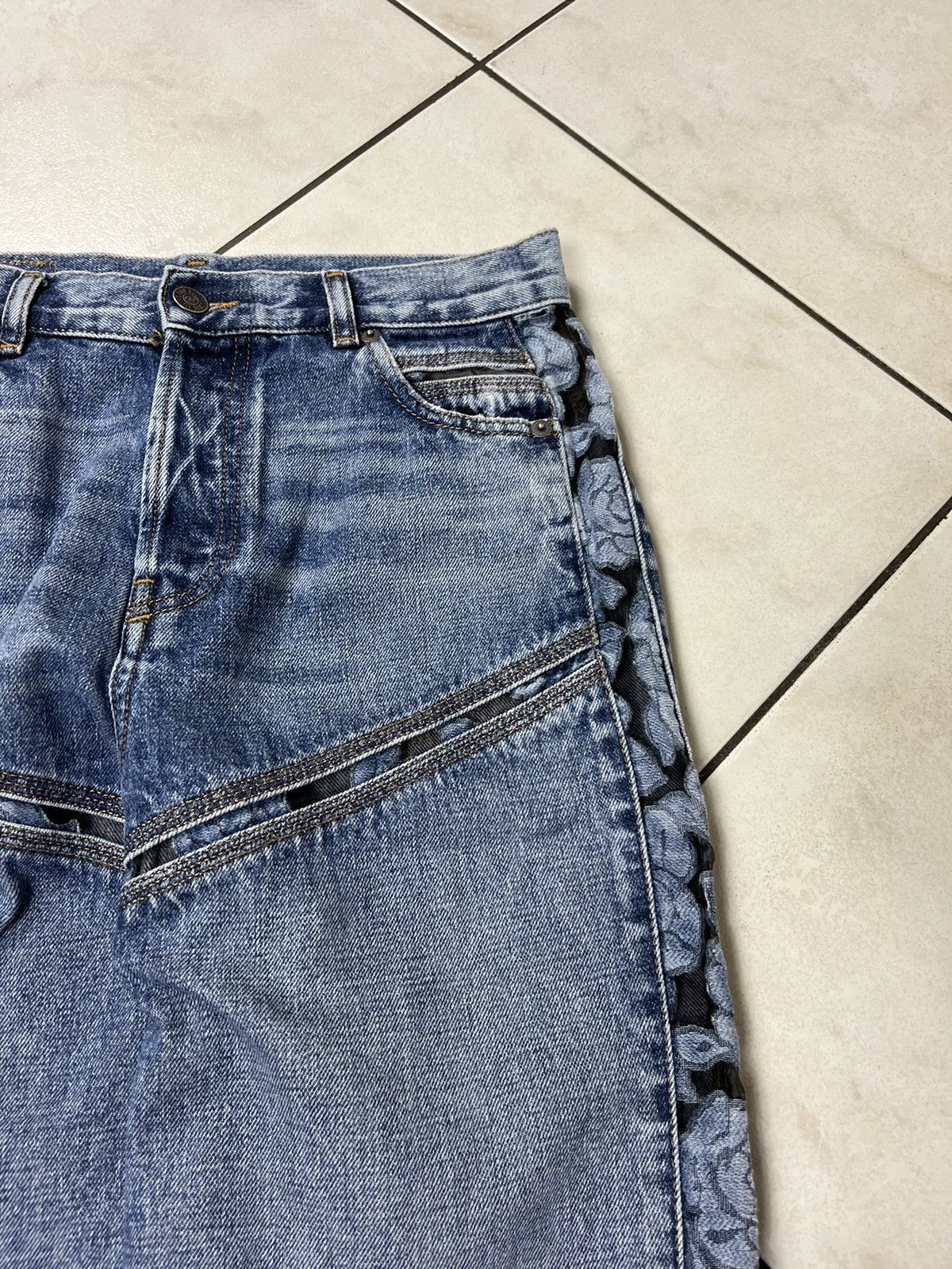 Designer × Diesel Diesel D-Pilut mesh stripe jeans pants washed distressed Size 28" / US 6 / IT 42 - 6 Thumbnail