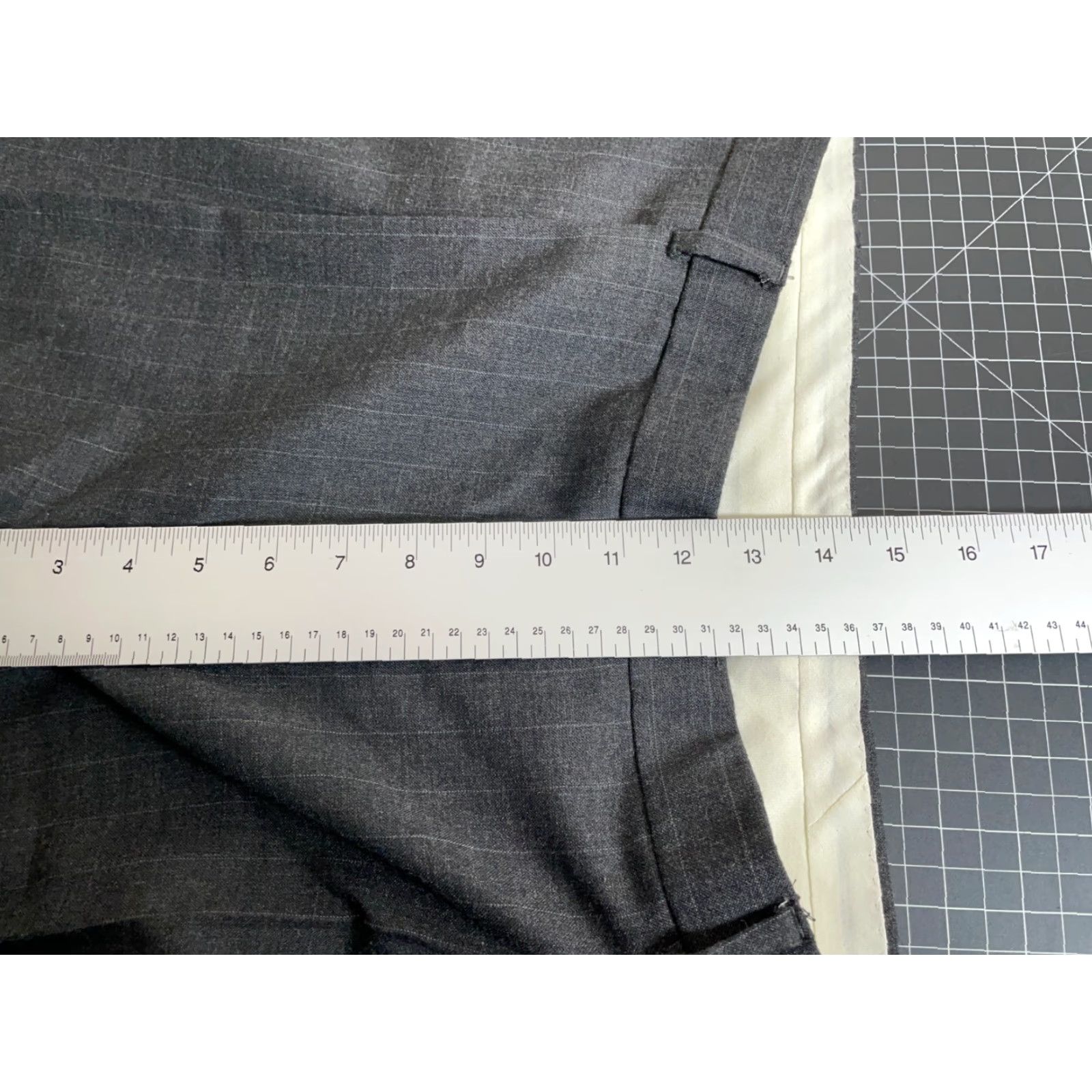 IDEA VINTAGE Wool Pleated Trousers Men's 42 x 28 (+2") Dark Gray Pinstripe Pants Ideal Zip Dress Pants Mens Regular Gray Wool Pinstripe 42 x 28 Inseam 28 Size US 42 / EU 58 - 6 Thumbnail