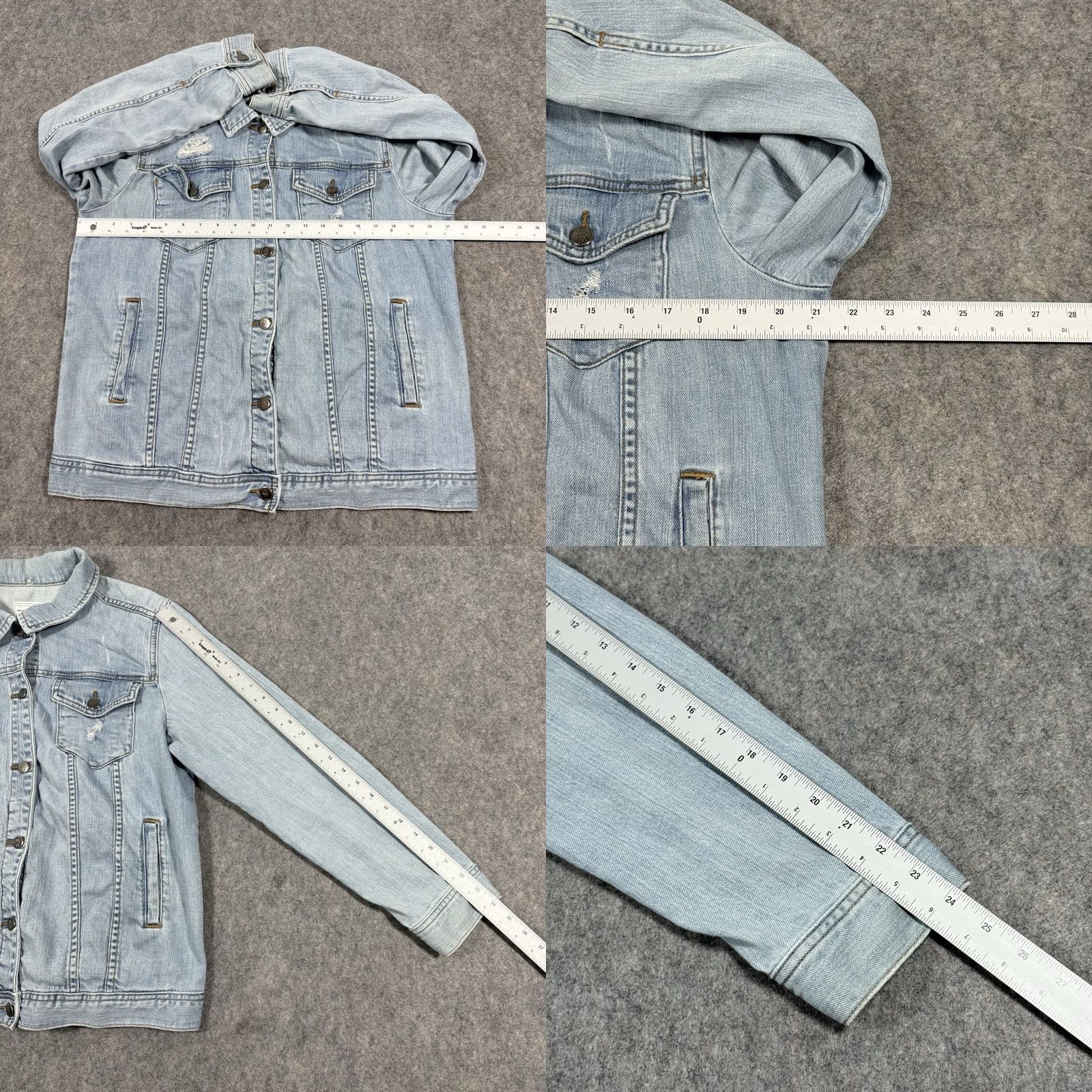 Market Melrose & Market Denim Jacket Woman S Blue Vintage Distressed Lightweight Casual Shirt Size Small Light Blue Size S / US 4 / IT 40 - 10 Thumbnail