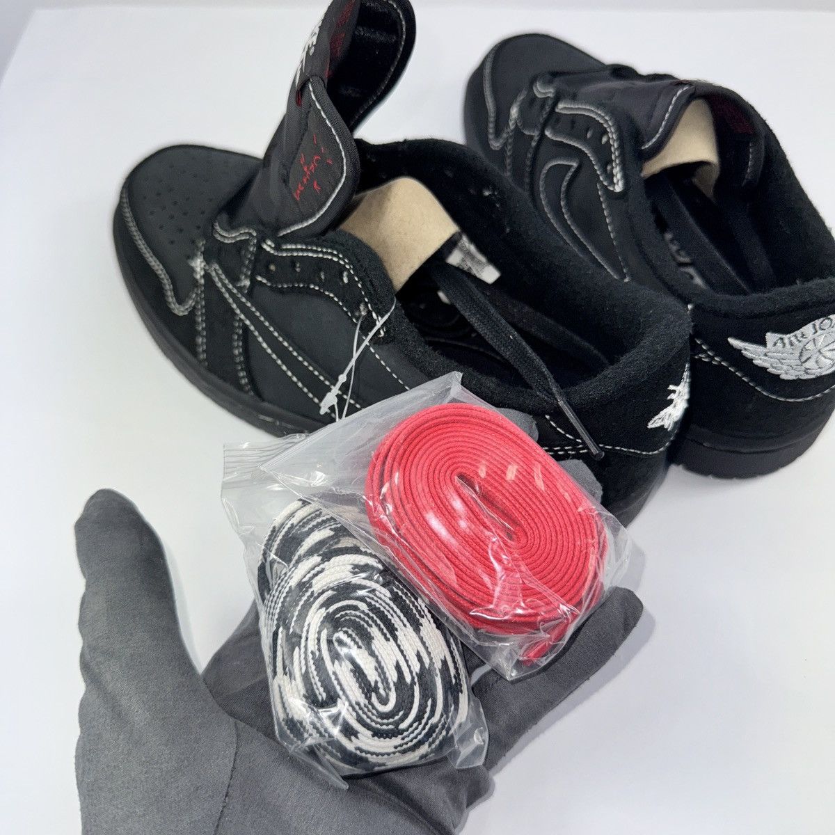 Jordan Brand × Travis Scott JORDAN 1 RETRO LOW TRAVIS SCOTT BLACK PHANTOM SNEAKERS Size US 5.5 / EU 38 - 7 Thumbnail